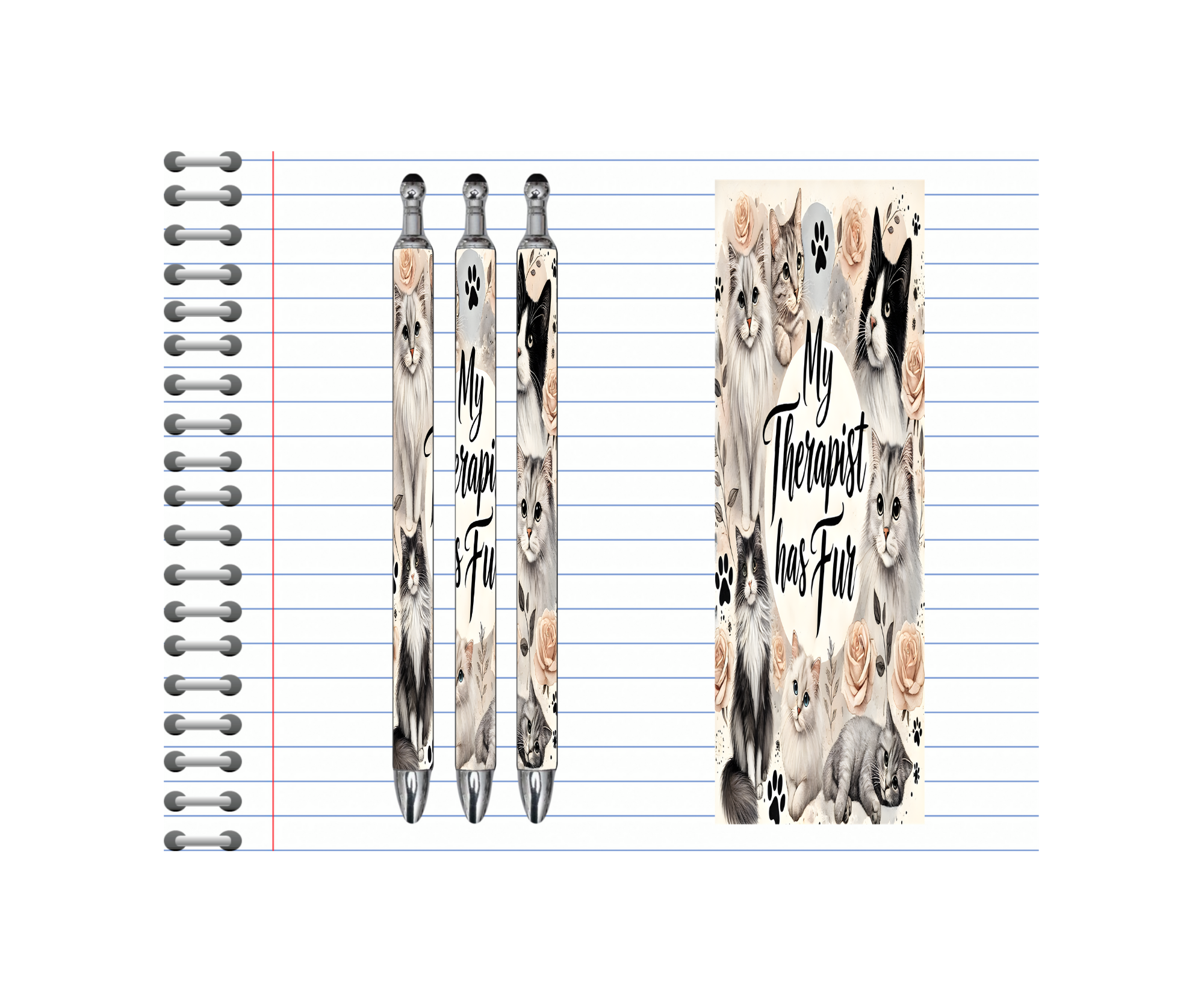 Refillable Pens, Cat Images. Write with a little whiskered charm. Multiple options and Images available.