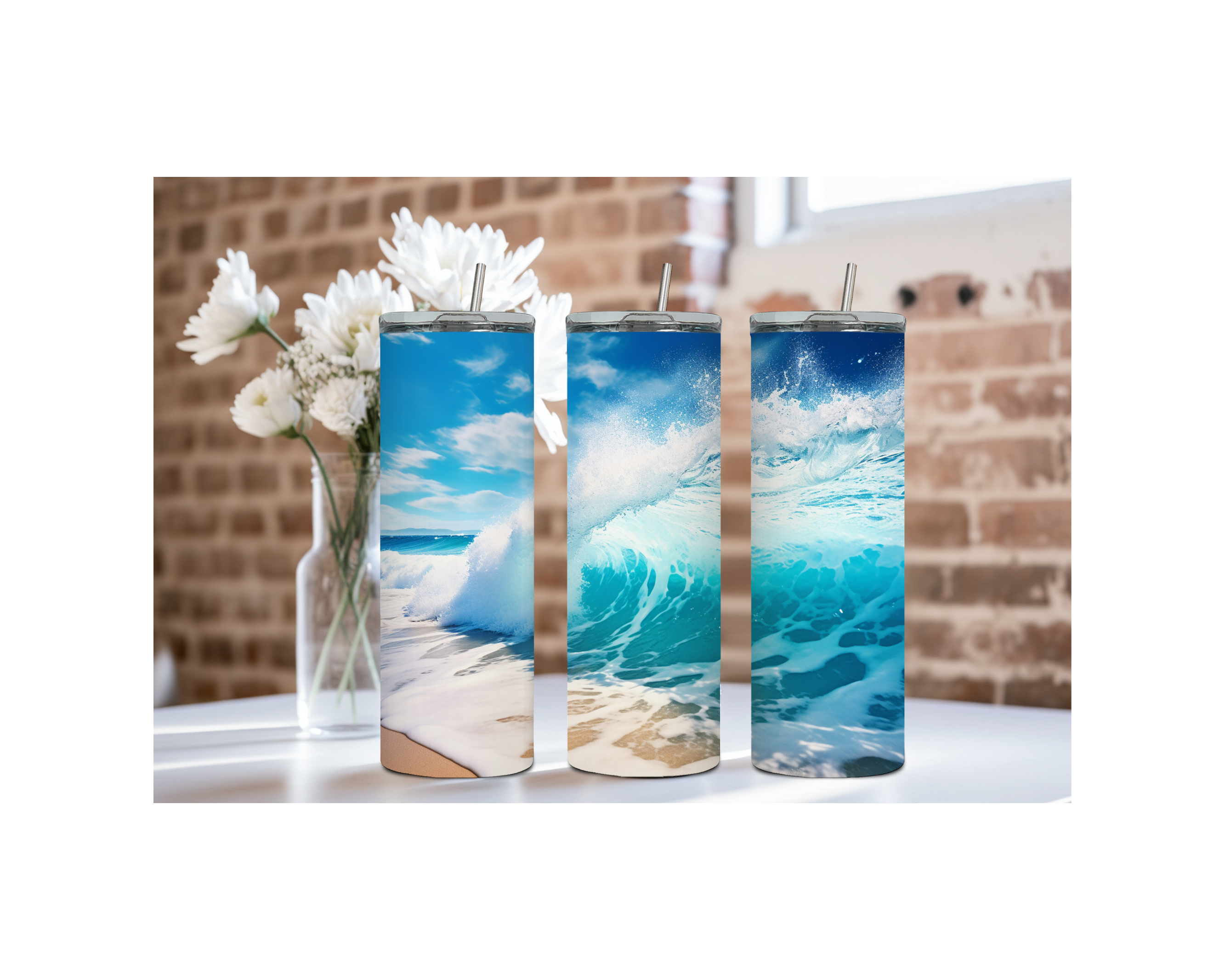 20 oz Beach Bliss Stainless Steel Tumblers, Multiple images to Choose from.