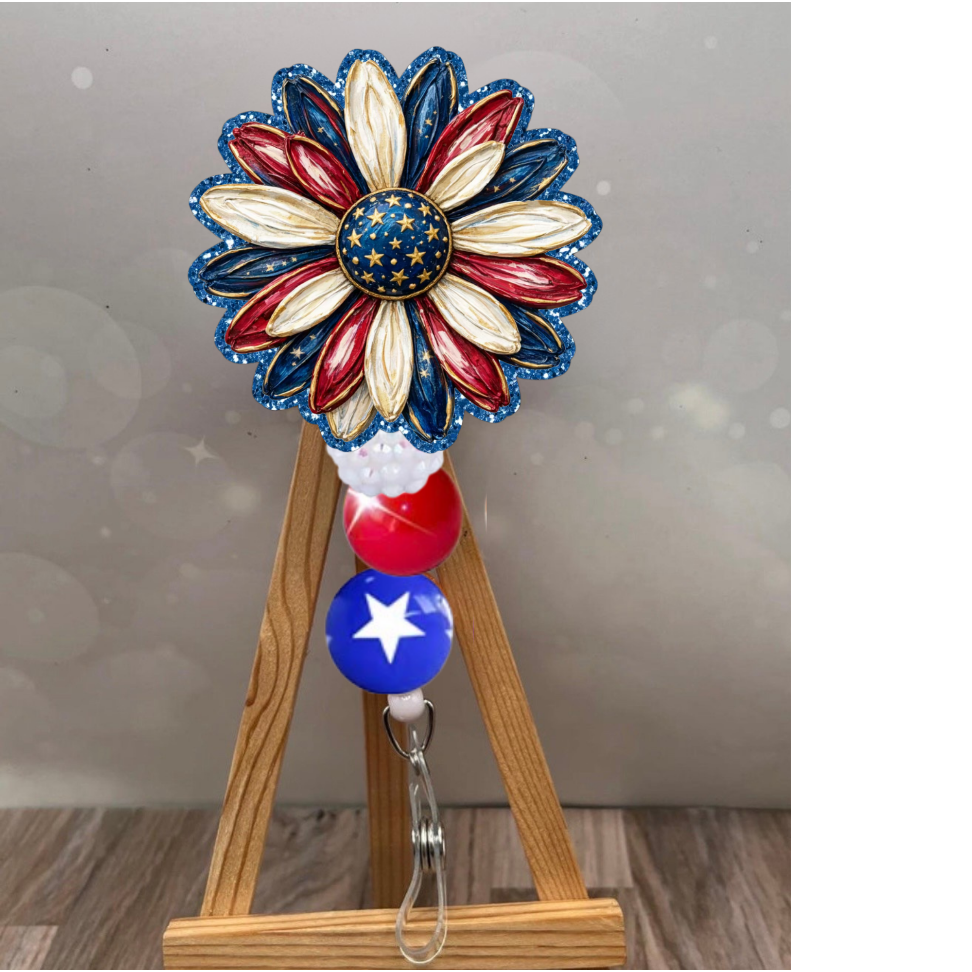 Patriotic Daisy Badge Pull