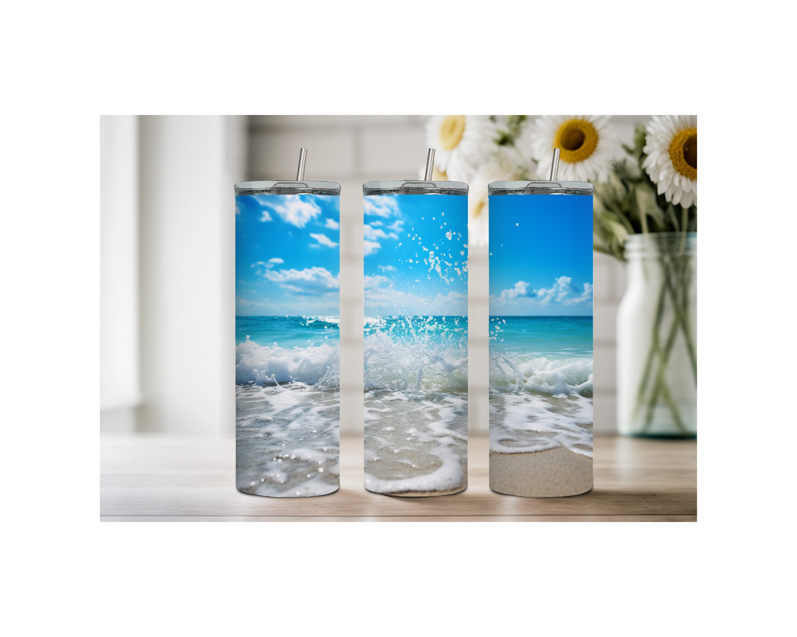 20 oz Beach Bliss Stainless Steel Tumblers, Multiple images to Choose from.