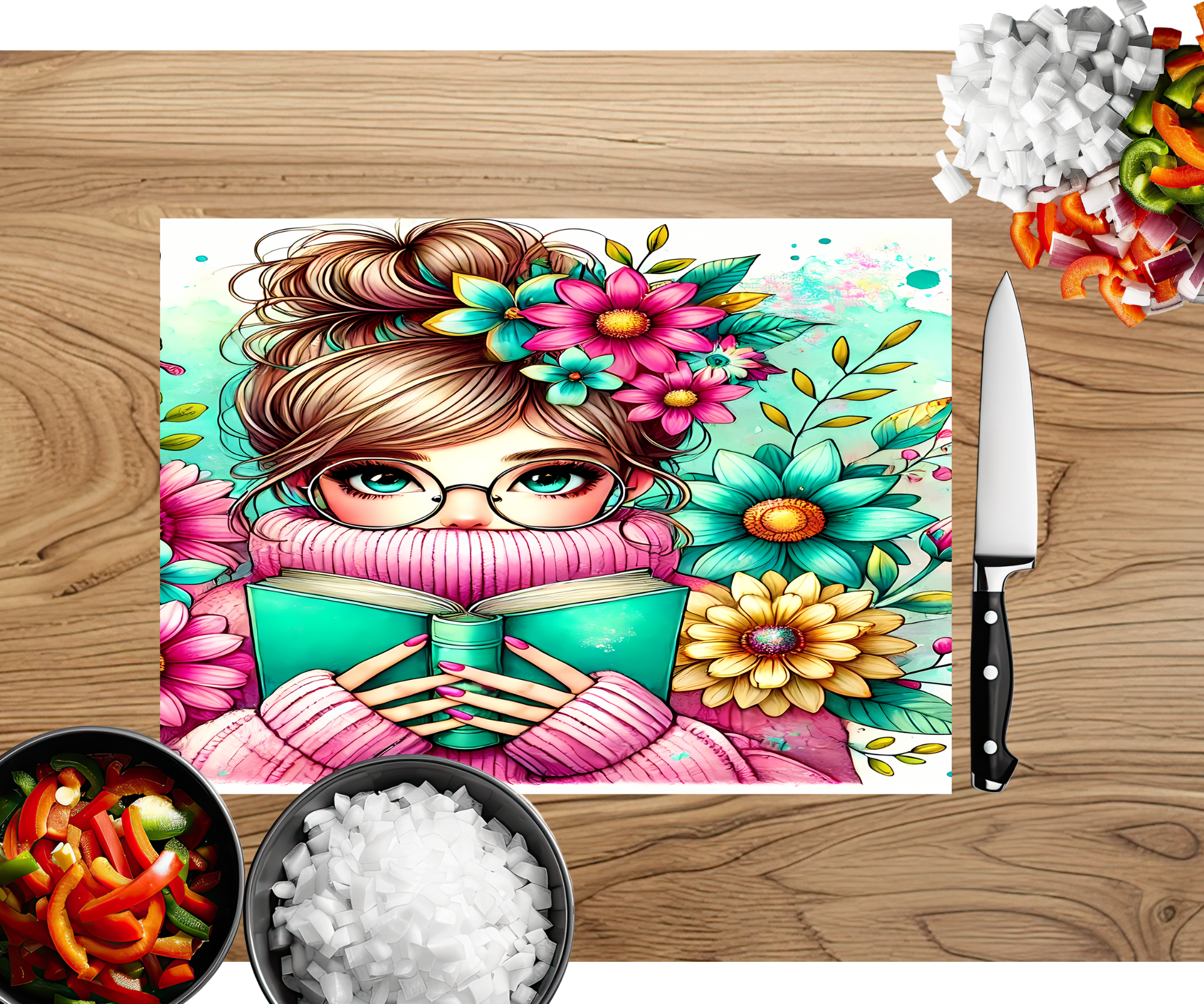 Chapter & Chop Book‑Themed Cutting Board