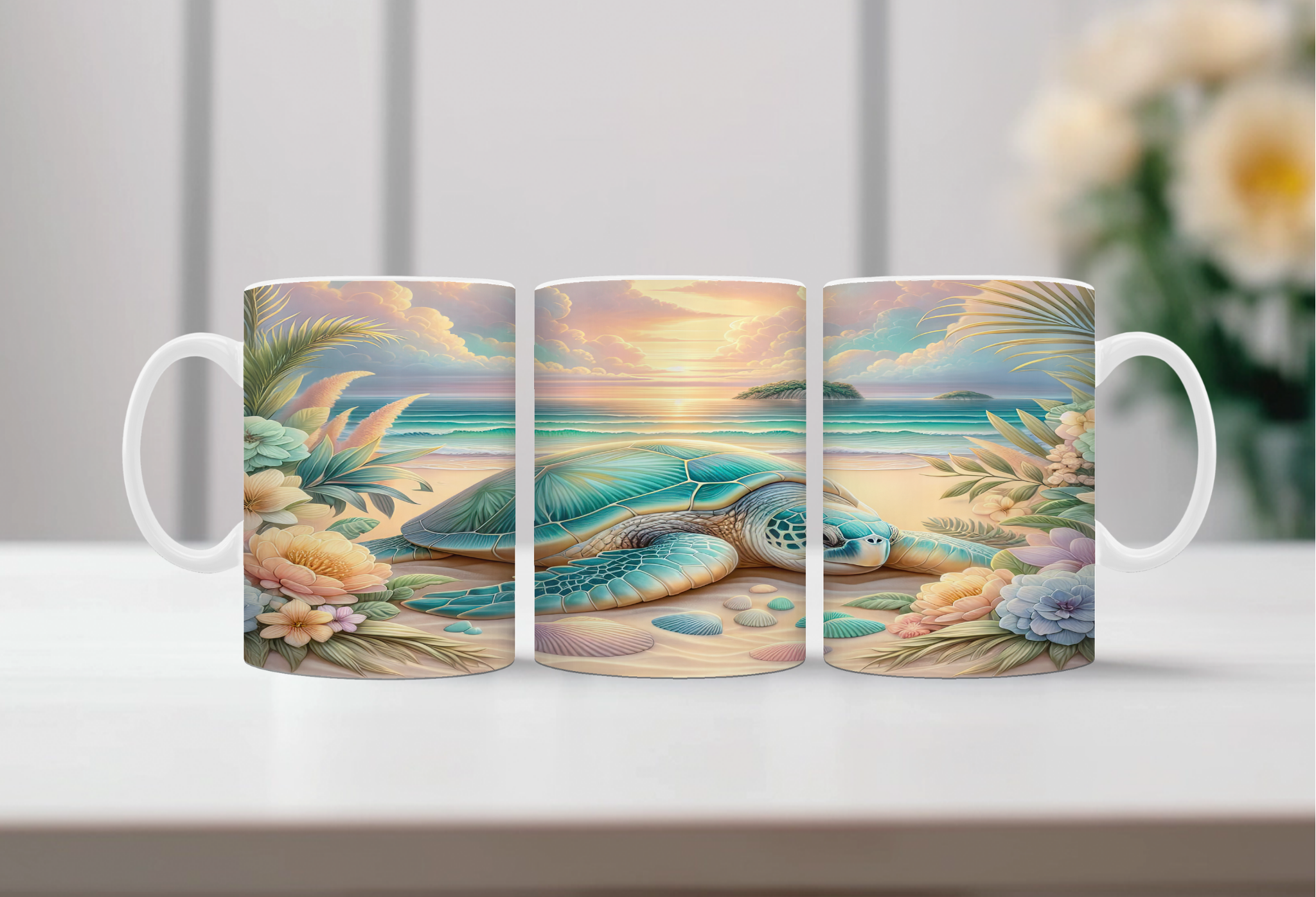 Shell‑O Sunshine Sea Turtle Mugs