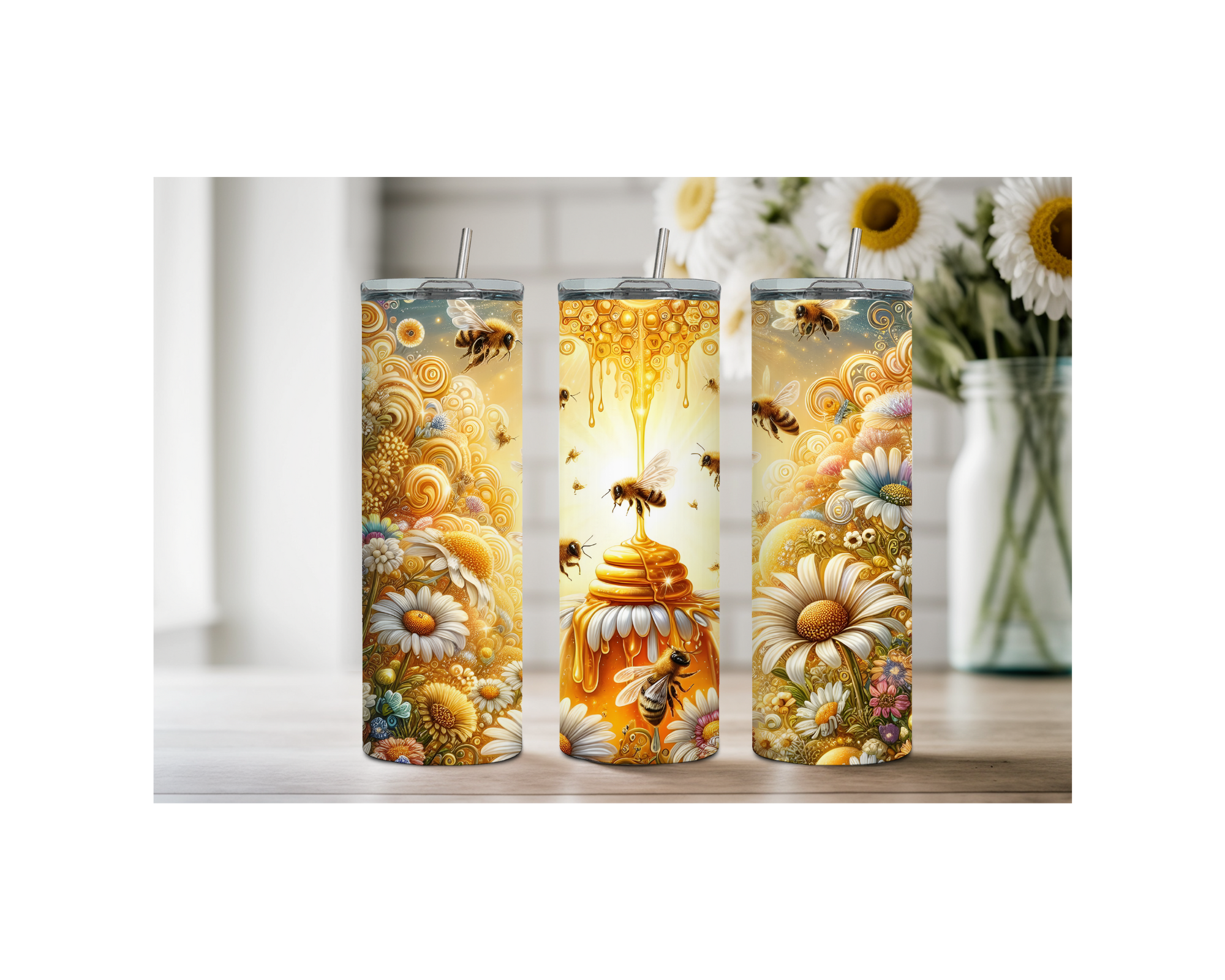 40 and 30 oz Honeybee Stainless Steel Tumblers. Multiple Images Available