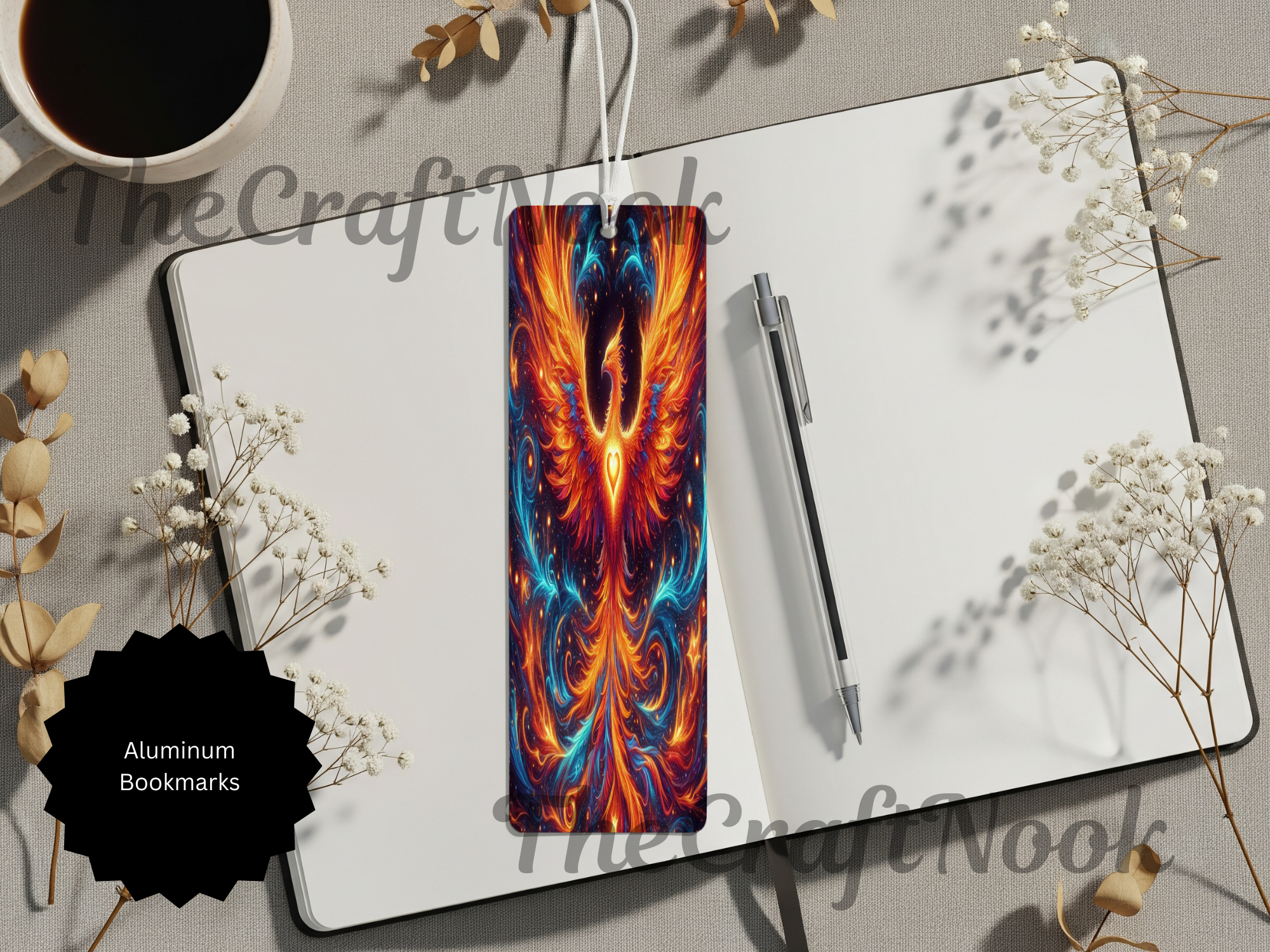 Phoenix Bookmarks - Handcrafted Metal Fire Bird Bookmarks with Beads & Glitter