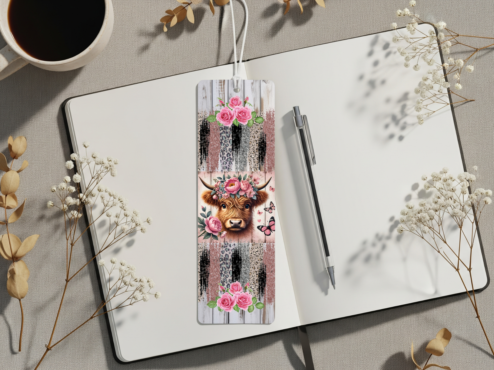 Aluminum Metal Bookmarks, Highland Cow Images For readers who prefer their page‑holders with bangs and horns