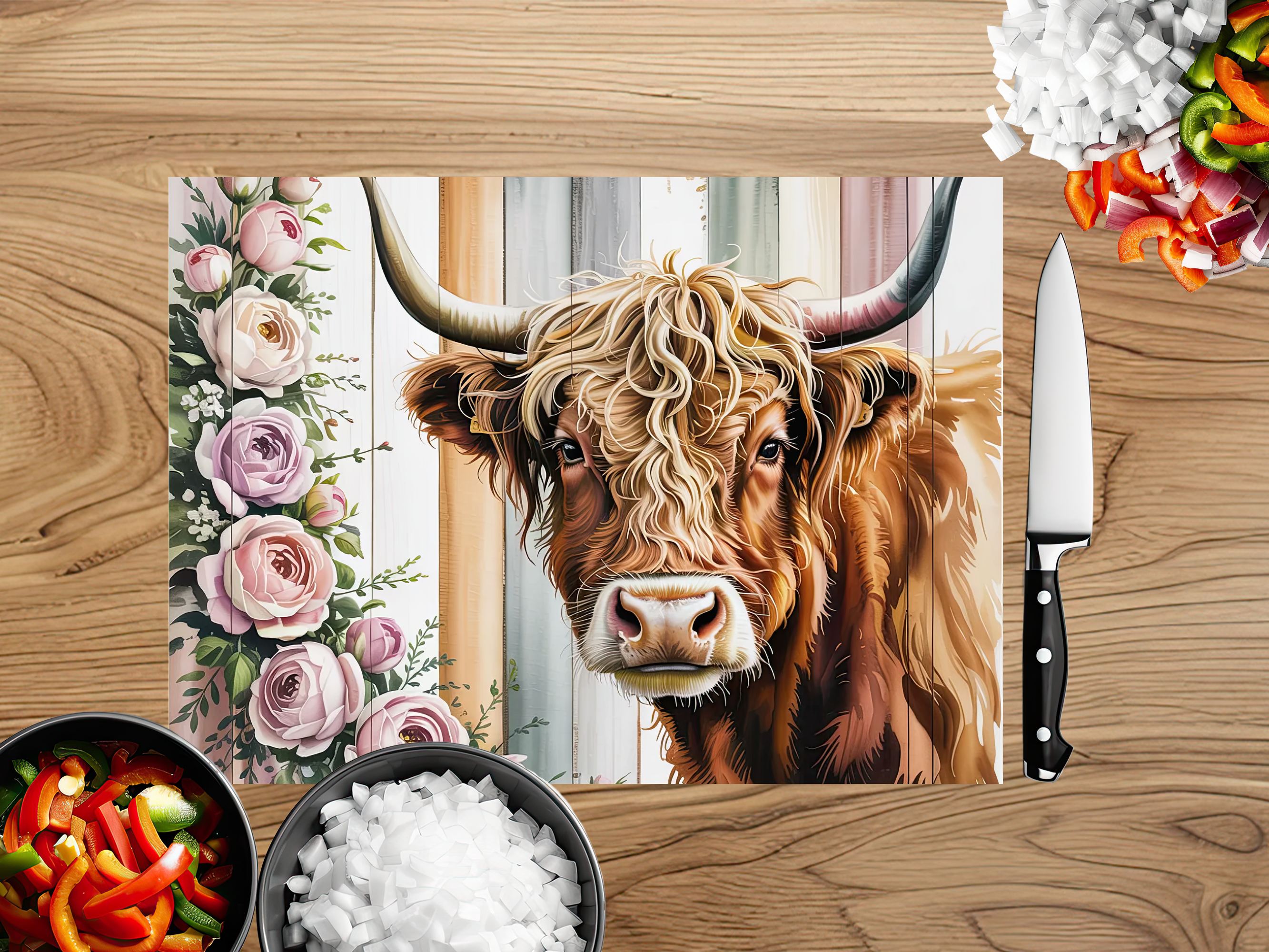 Highland Cow Farmhouse Cutting Board