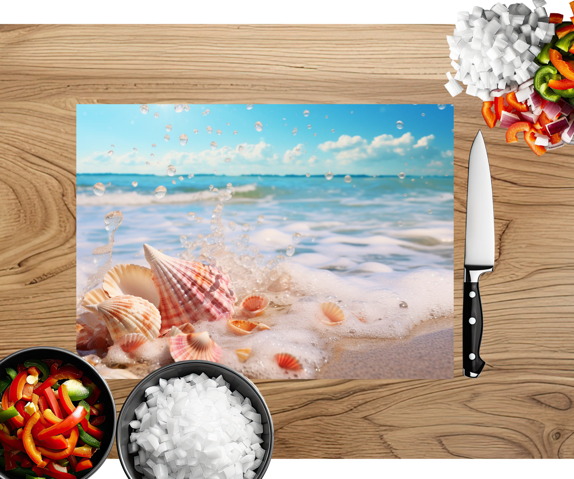 Beach Vibes Glass cutting boards. Multiple images Available.