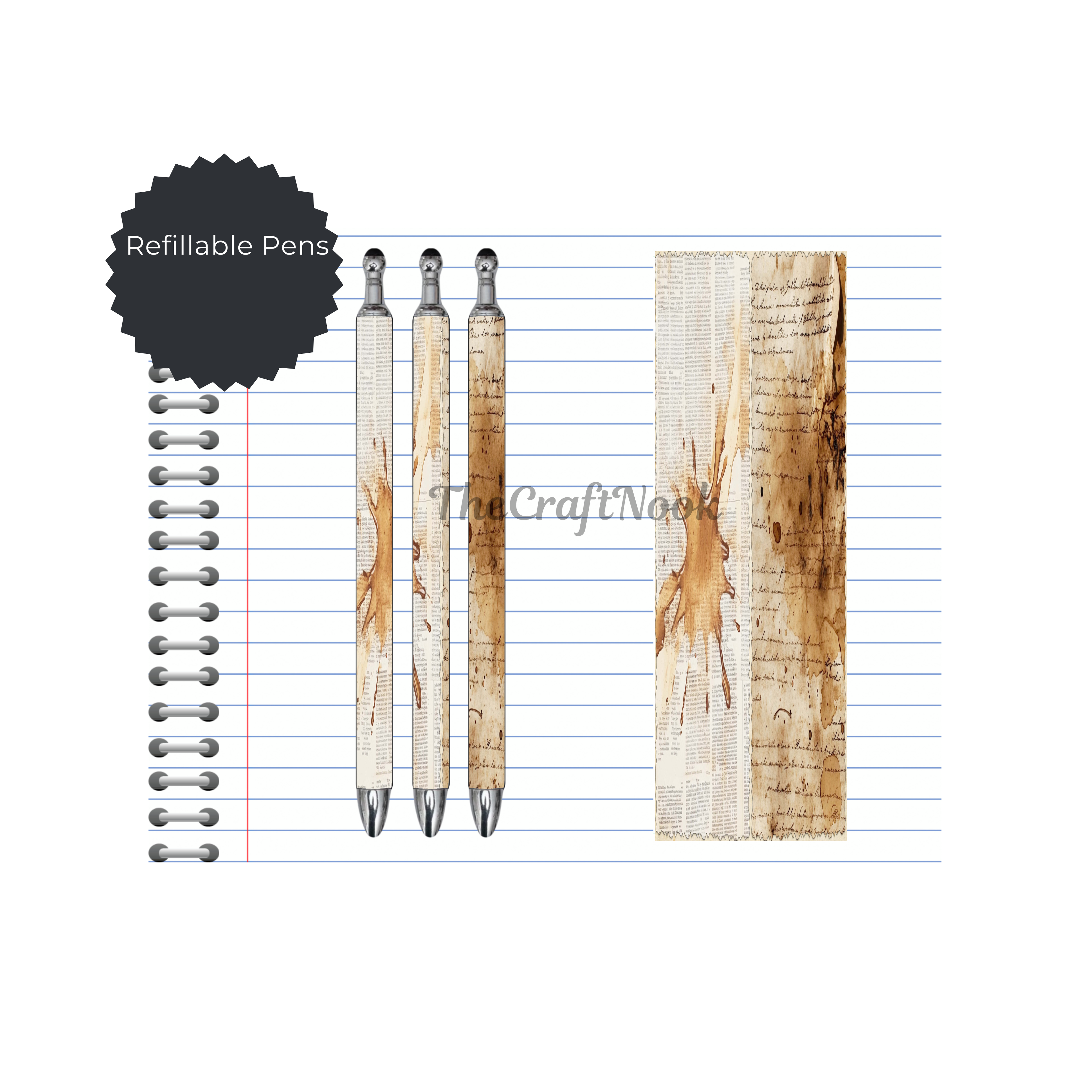 Caffeine & Creativity Refillable Pens, multiple options and Images available.