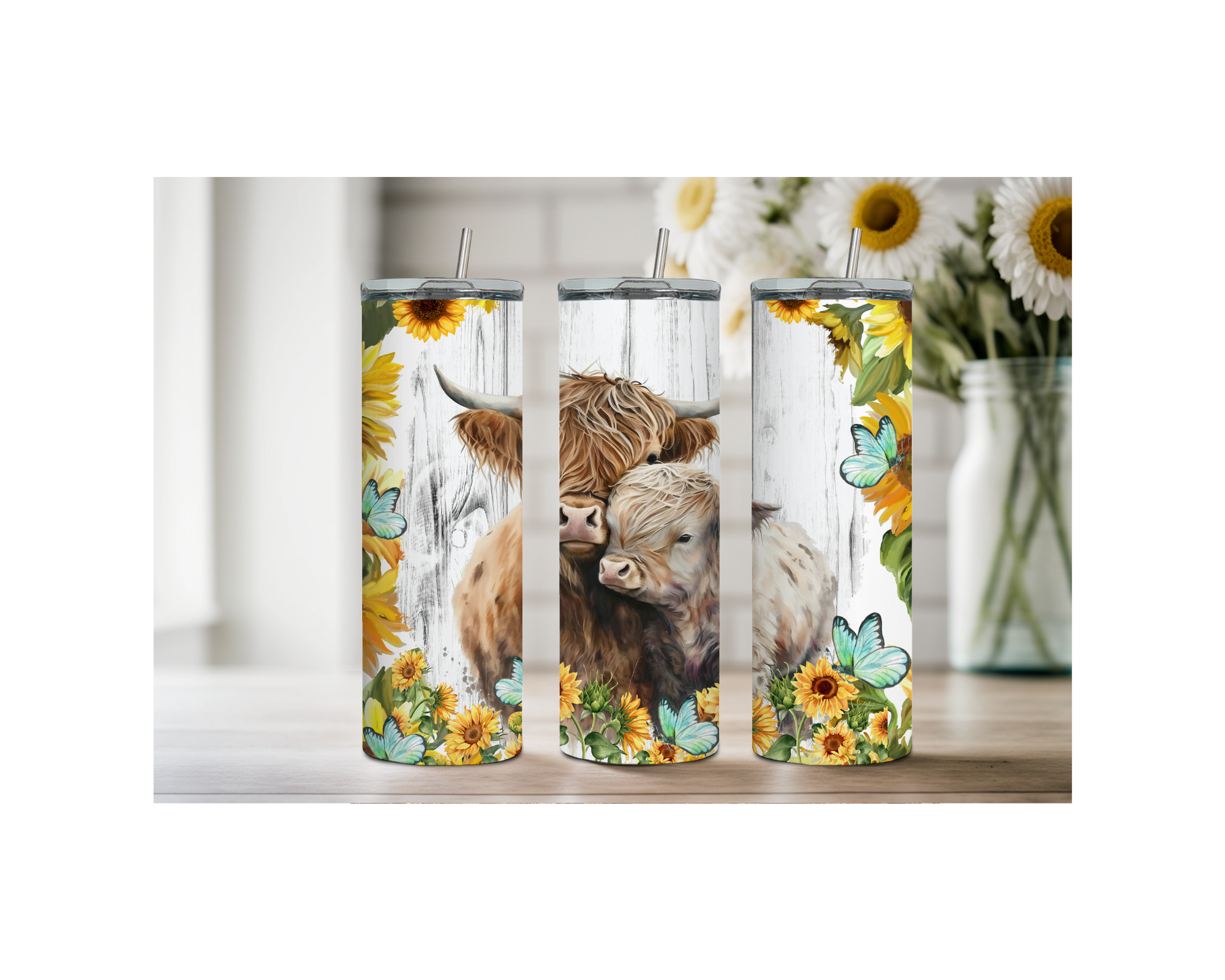 20 oz Highland Cutie Country Stainless Steel Tumbler. Multiple Images Available.