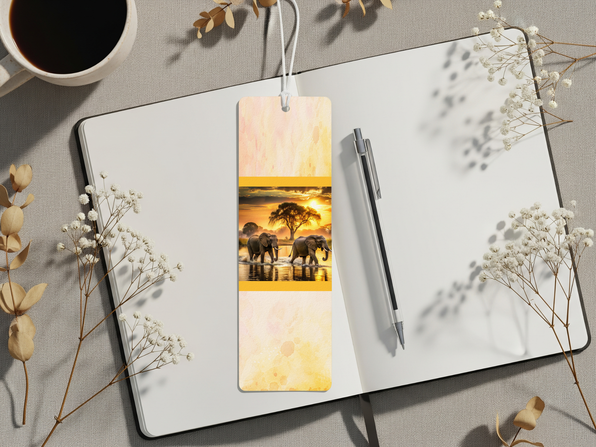 Aluminum Metal Bookmarks, Elephant Images