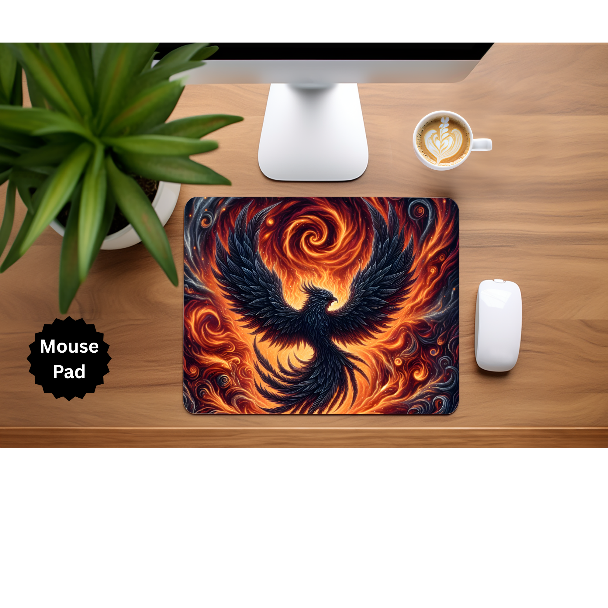 Phoenix Mouse Pad - Mythical Fire Bird Desk Accessory