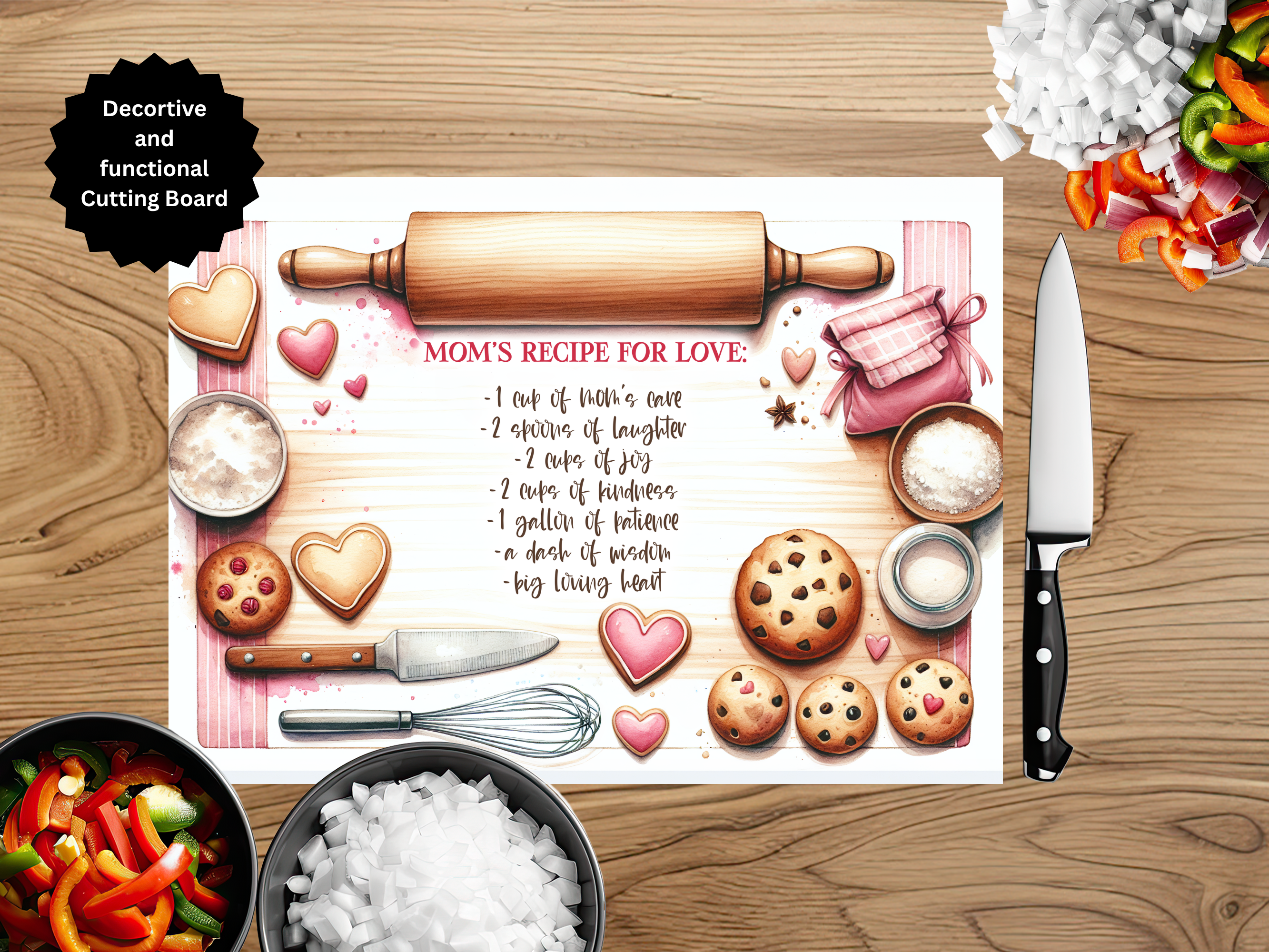 Mother's Day Glass Cutting Board — Choose Your Design