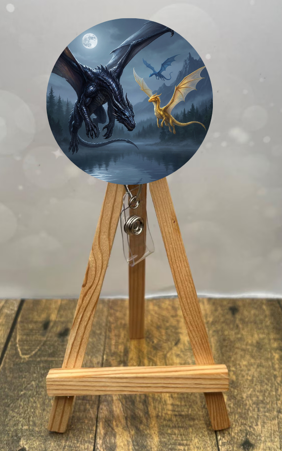 Dragon badge pulls. Bring a touch of fantasy to every shift with fierce, fun dragon designs. Multiple Images available. Add beads or shimmer glitter options.