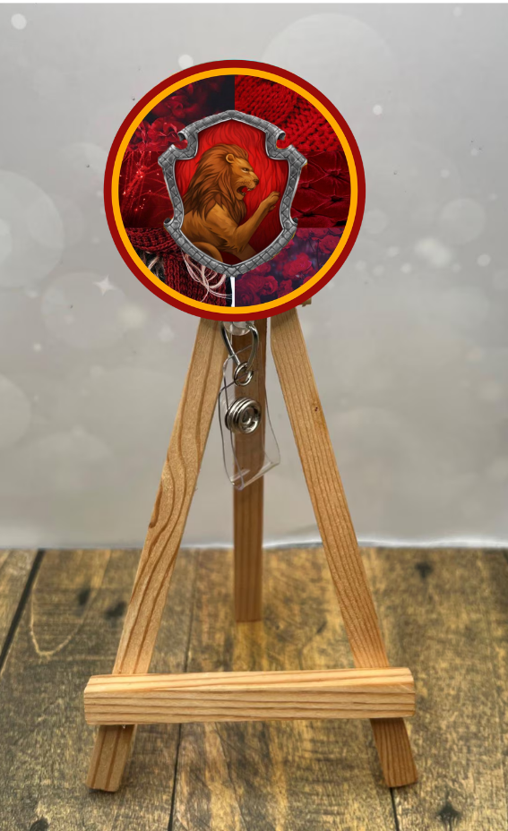 Lion House Pride badge pulls. Multiple Images available. Add beads or shimmer glitter options.