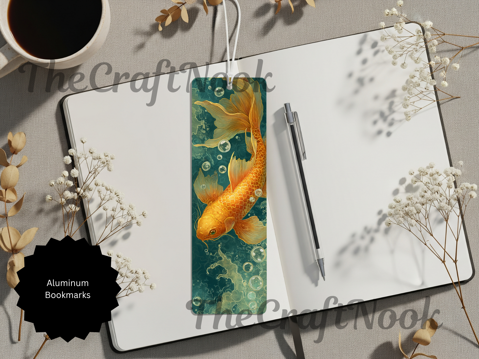 Koi Fish Bookmarks – Handcrafted Metal Bookmarks with Beads & Glitter