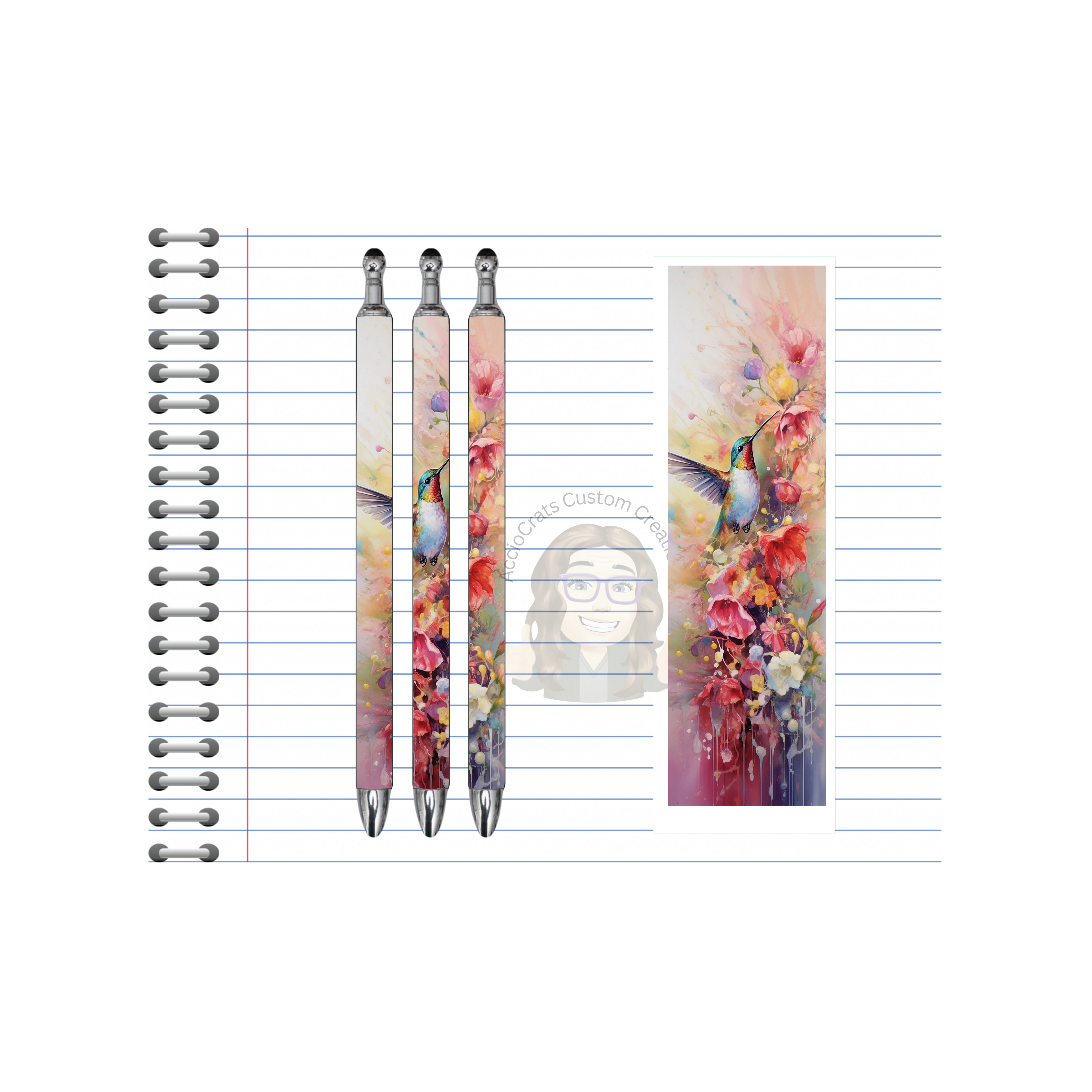 Refillable Pens, Hummingbird Images. Let your writing bloom. 🌸✨multiple options and Images available