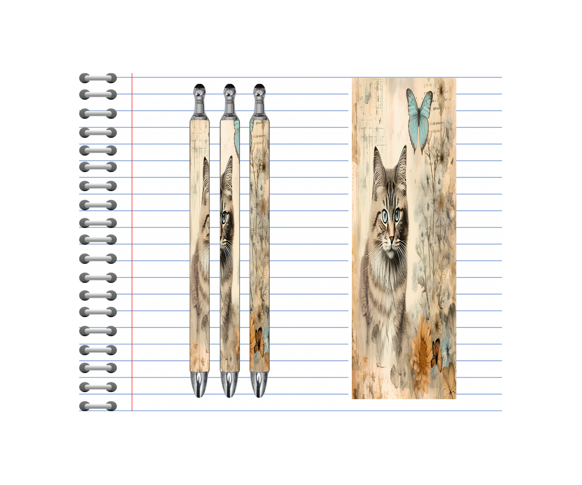 Refillable Pens, Cat Images. Write with a little whiskered charm. Multiple options and Images available.