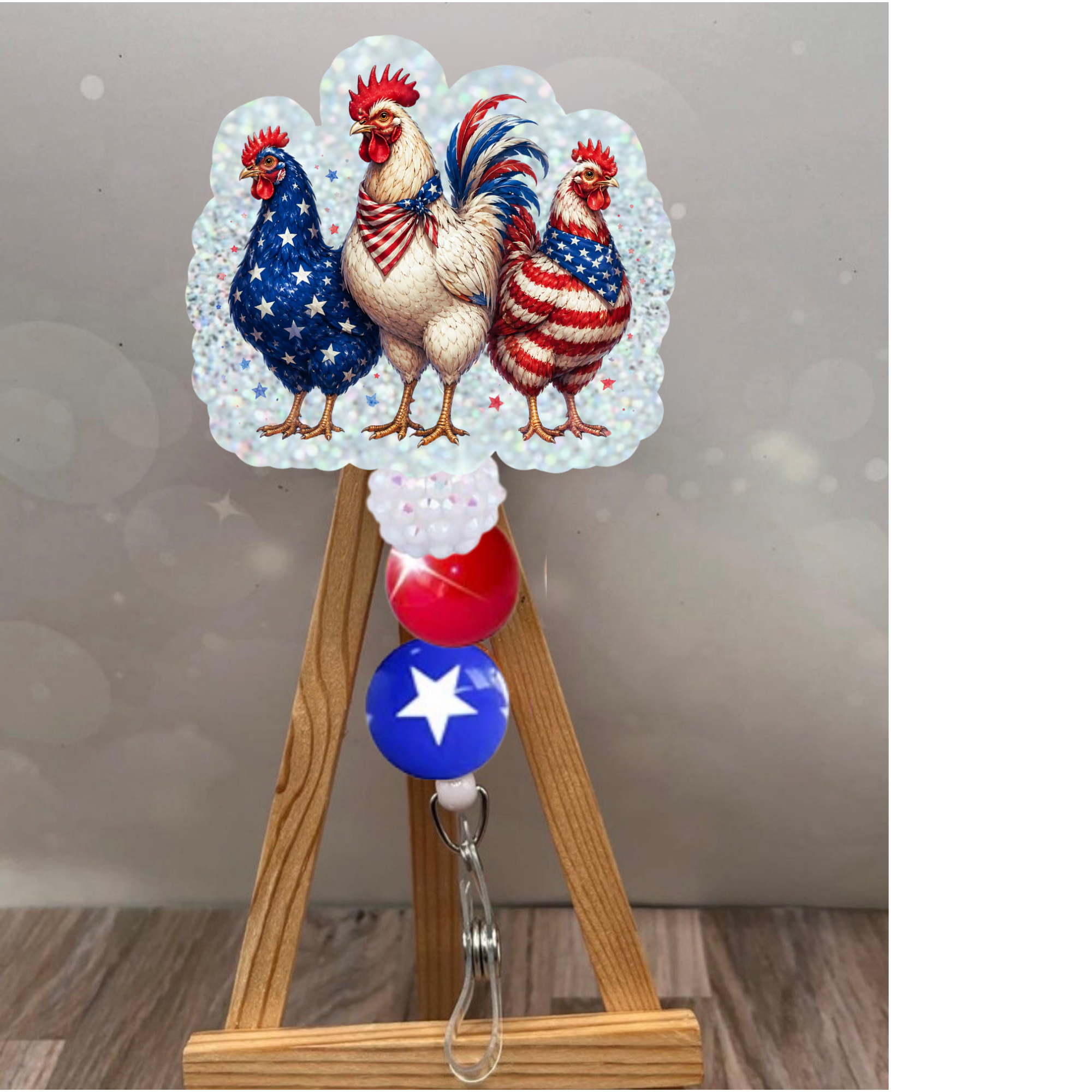 Patriotic Chickens Badge Pull