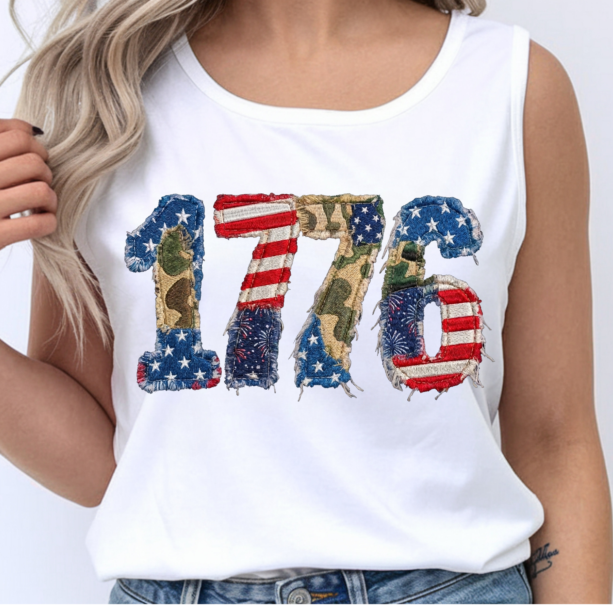 Faux Patchwork 1776 Graphic Tee | Patriotic American Pride Shirt