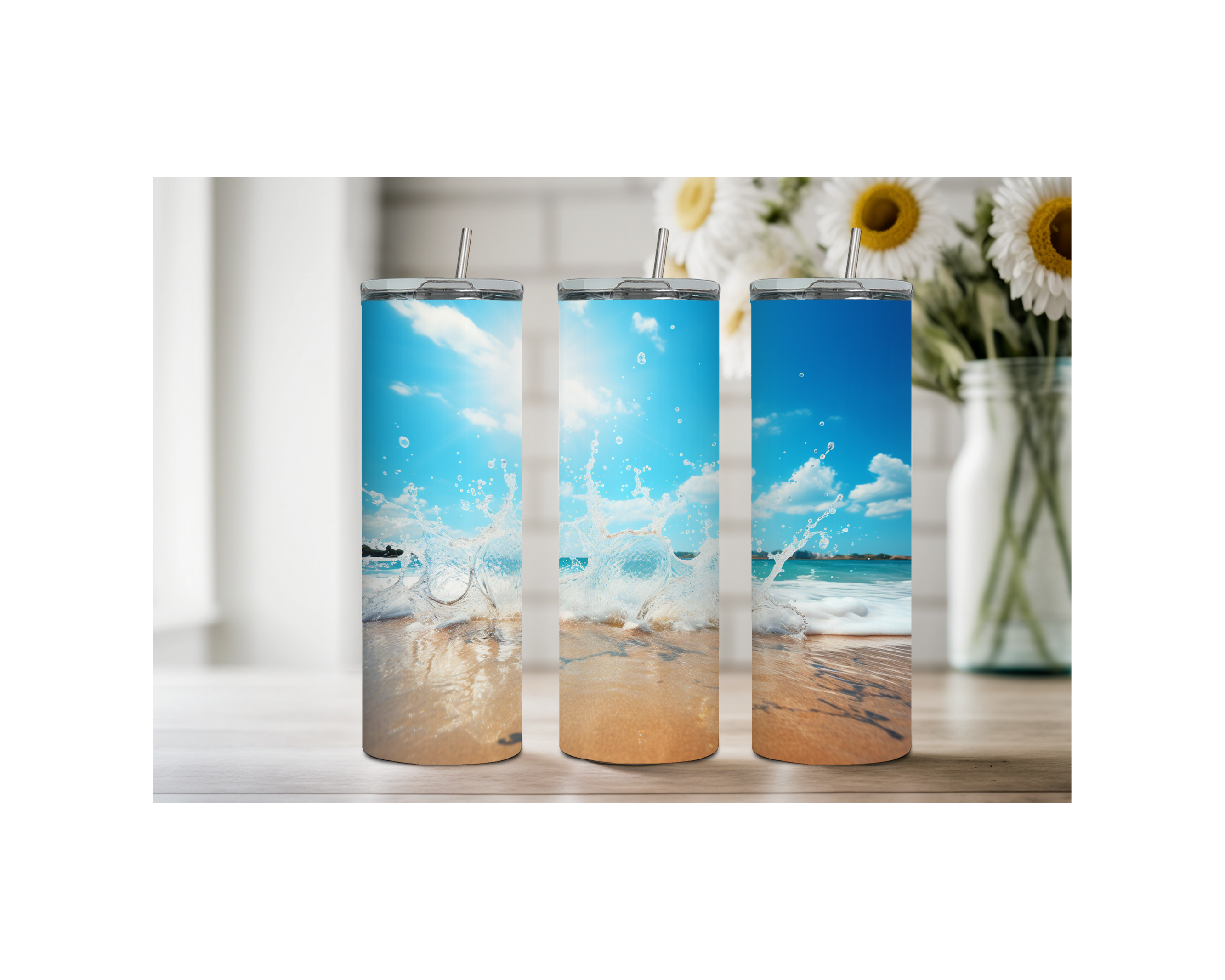 20 oz Beach Bliss Stainless Steel Tumblers, Multiple images to Choose from.