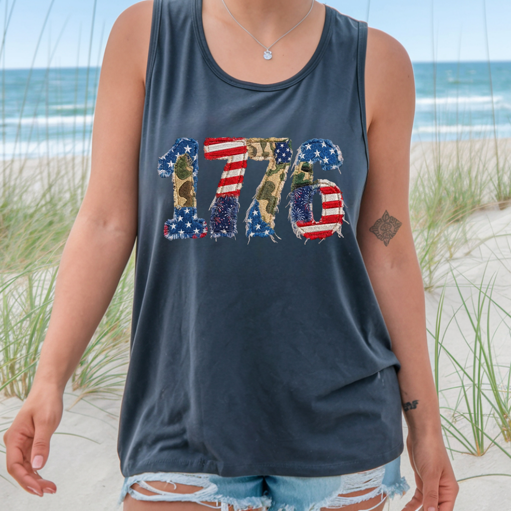 Faux Patchwork 1776 Graphic Tee | Patriotic American Pride Shirt