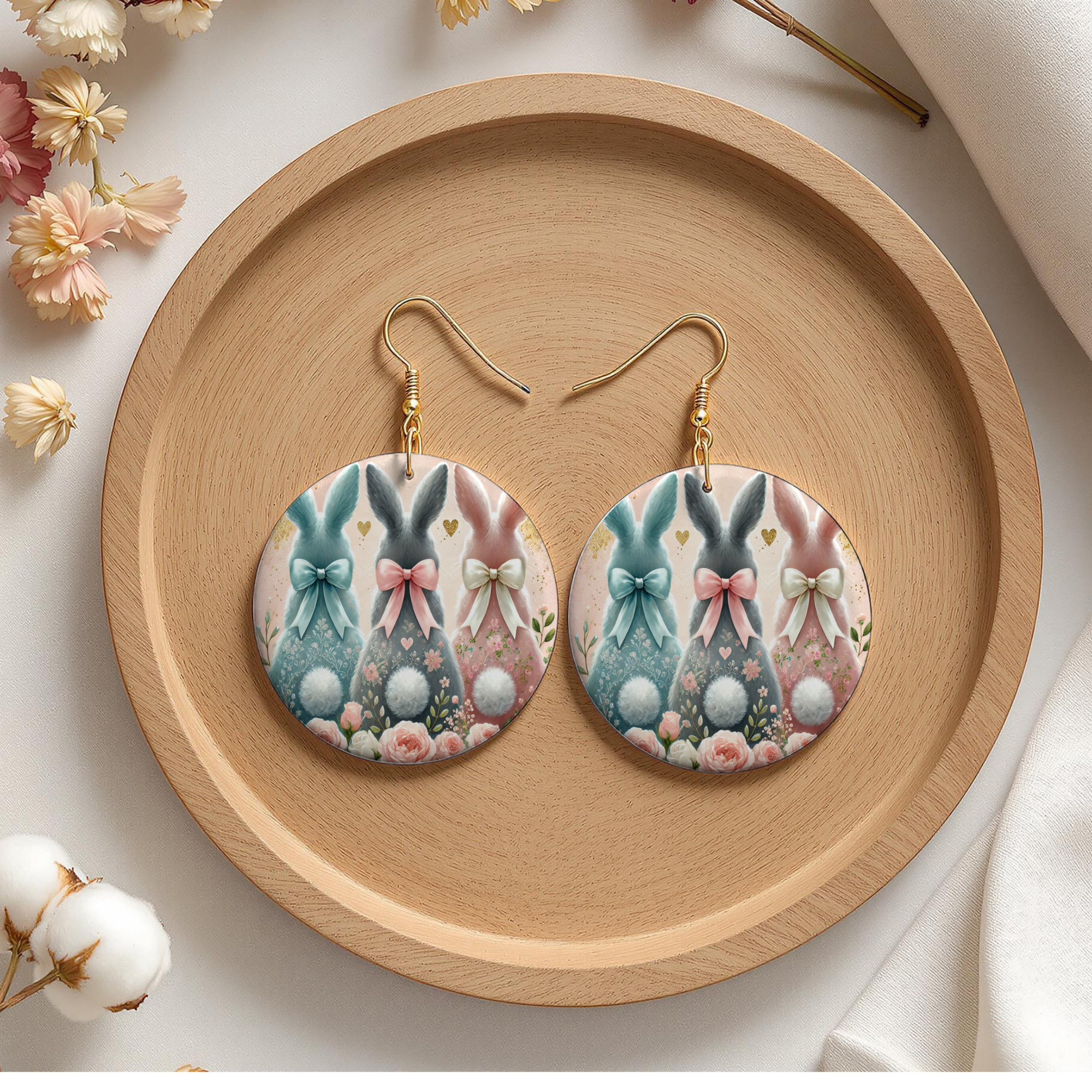 Pastel Bunny Trio Easter Earrings