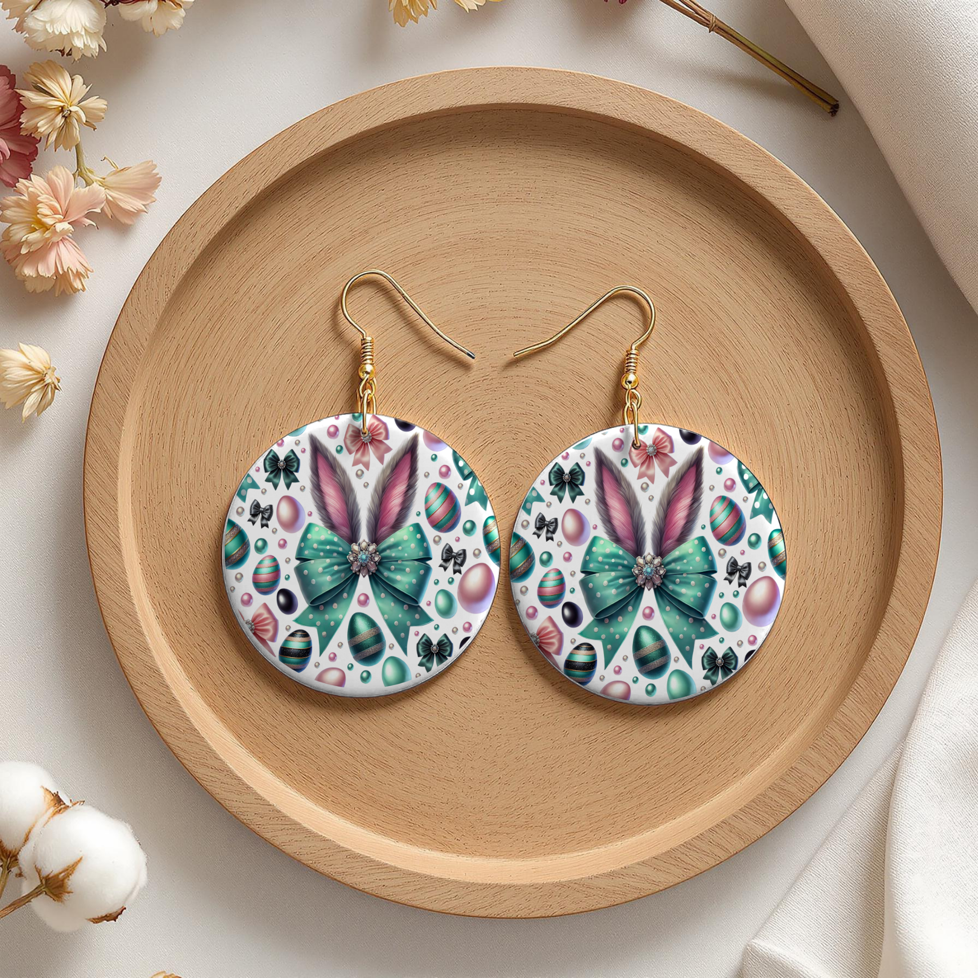 Easter Bow Bunny Earrings