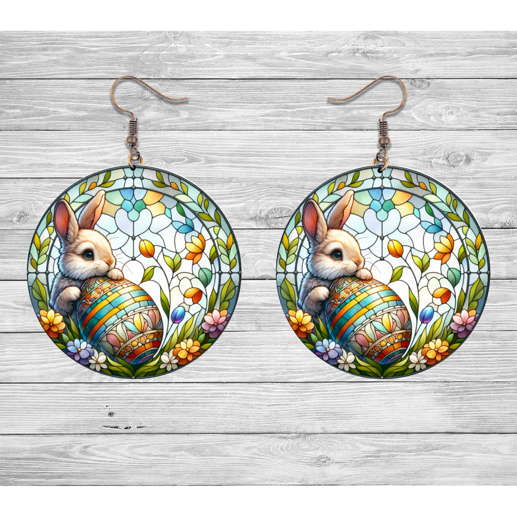 Stained‑Glass Bunny Easter Earrings