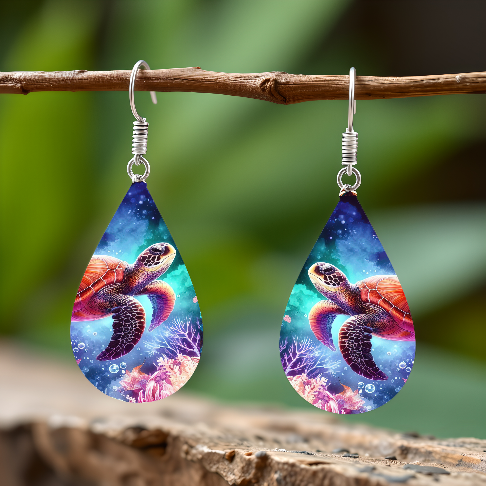 Sea Turtle Teardrop Earrings — Choose Your Design