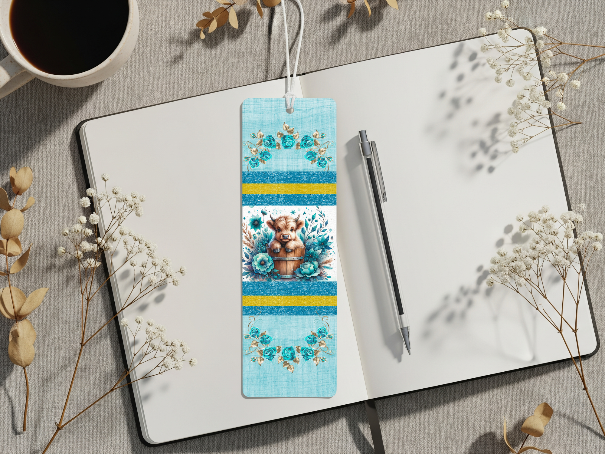 Aluminum Metal Bookmarks, Highland Cow Images For readers who prefer their page‑holders with bangs and horns