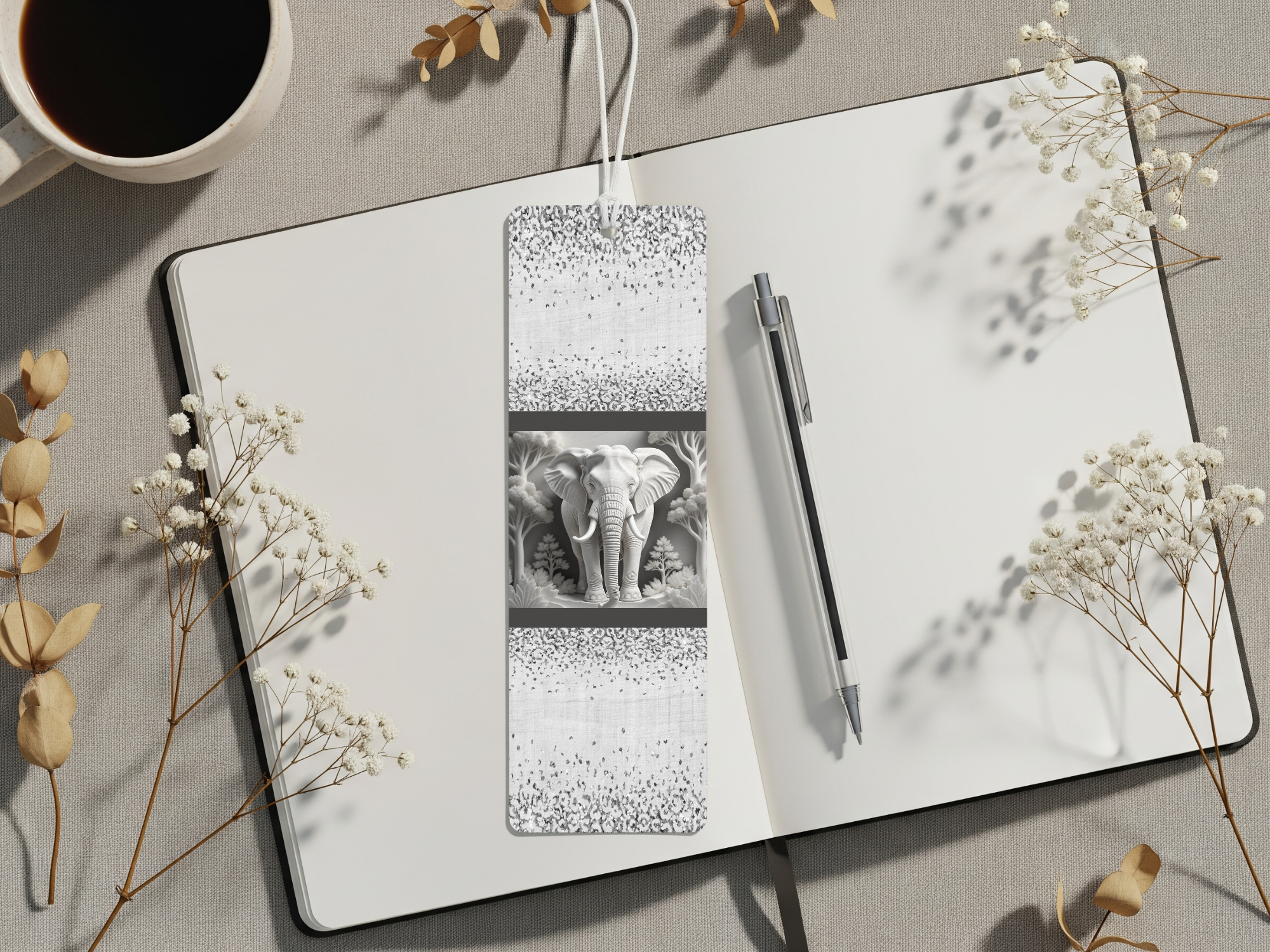 Aluminum Metal Bookmarks, Elephant Images