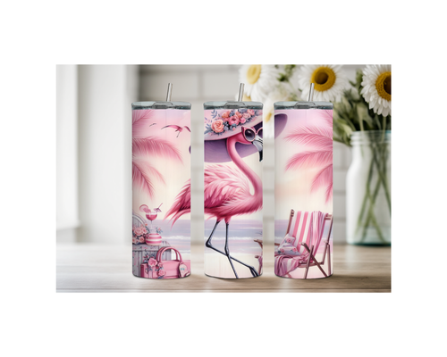 20 oz Pink Paradise Whimsy, Flamingo Stainless-Steel Tumblers. Multiple Sizes and Images Available.