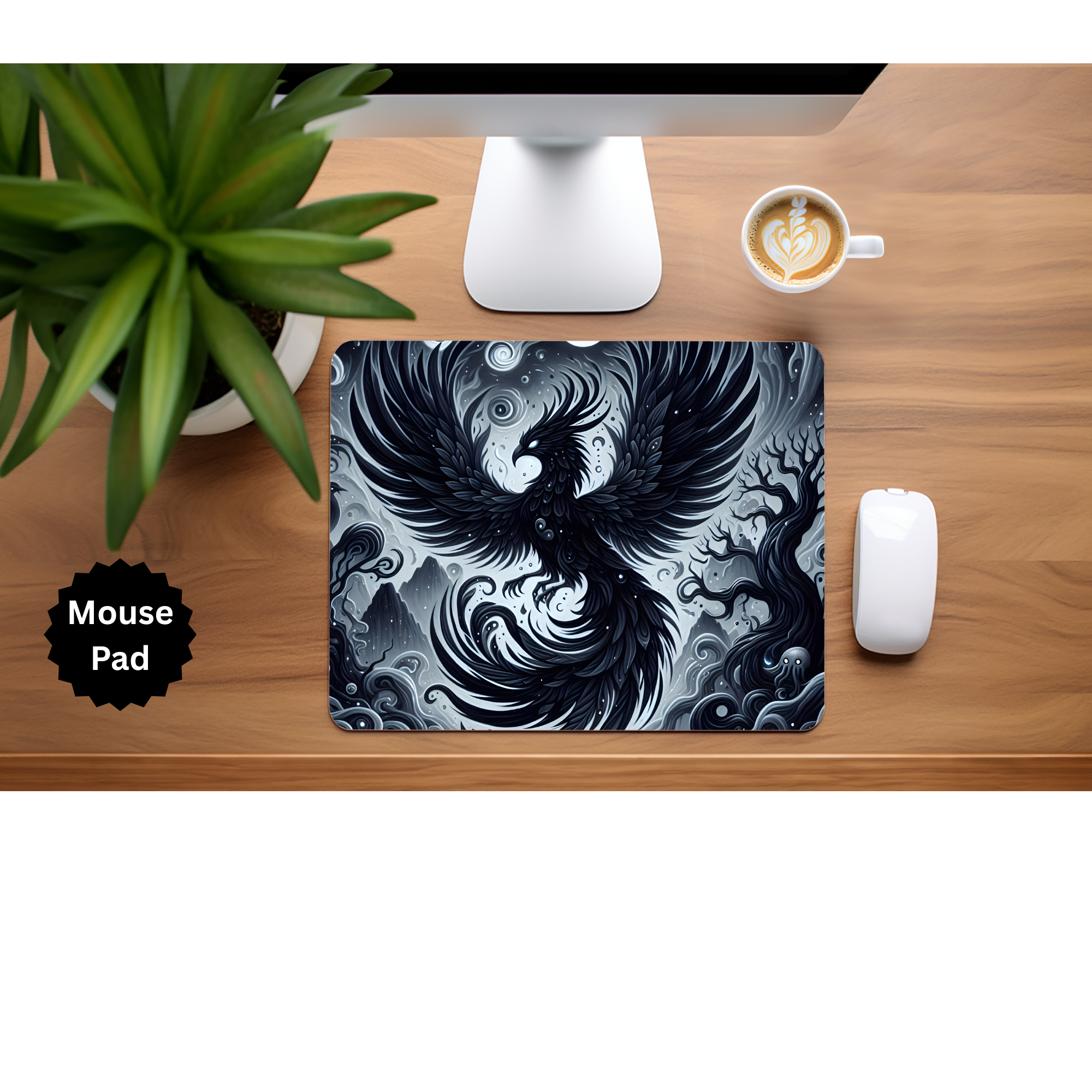 Phoenix Mouse Pad - Mythical Fire Bird Desk Accessory