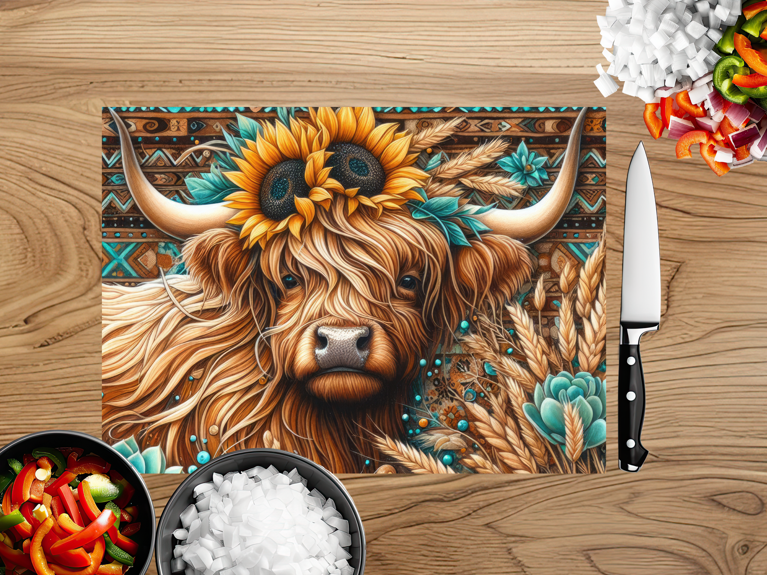 Highland Cow Farmhouse Cutting Board