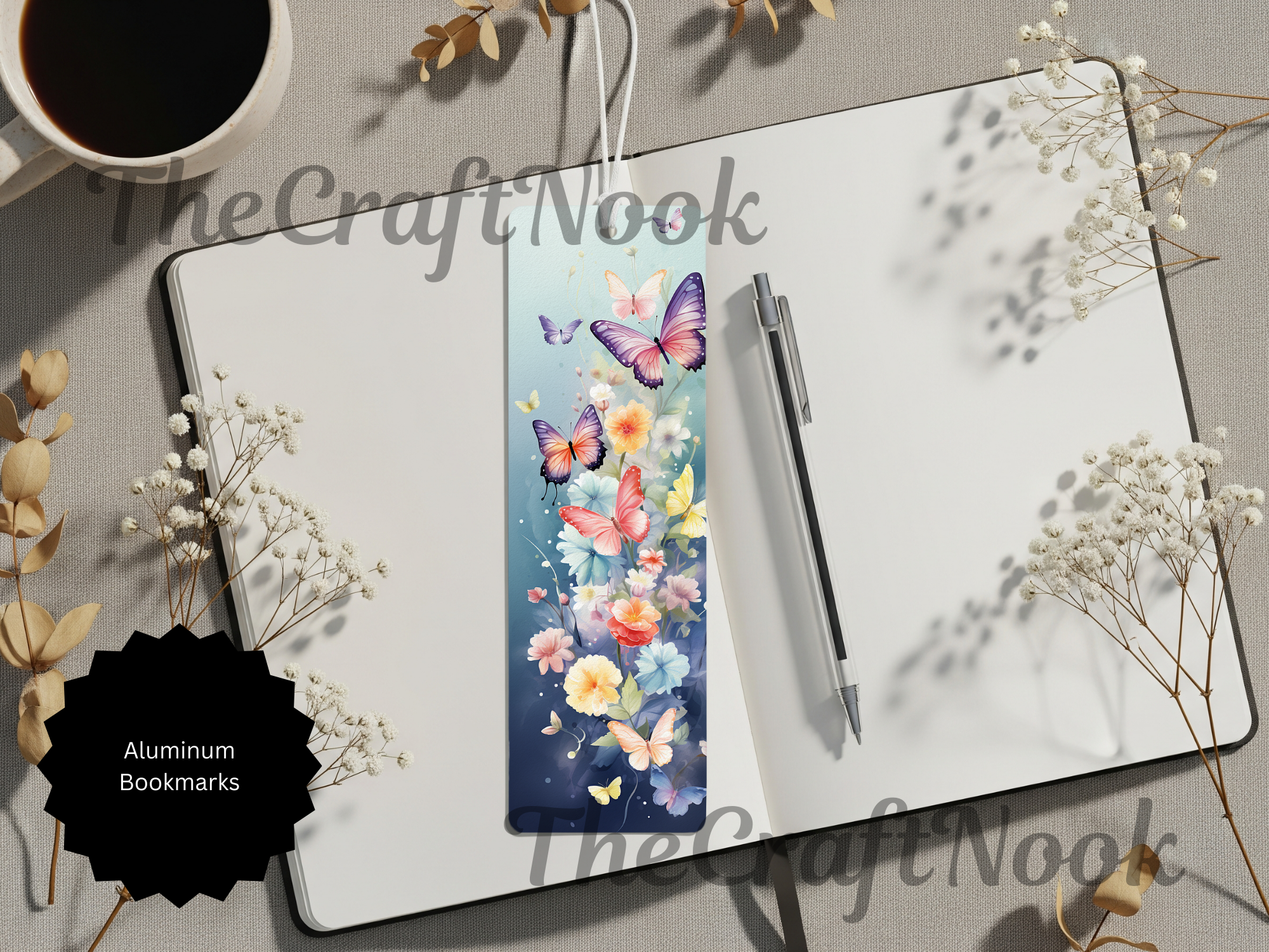 Butterfly Bookmarks - Handcrafted Aluminum Metal with Beads & Glitter