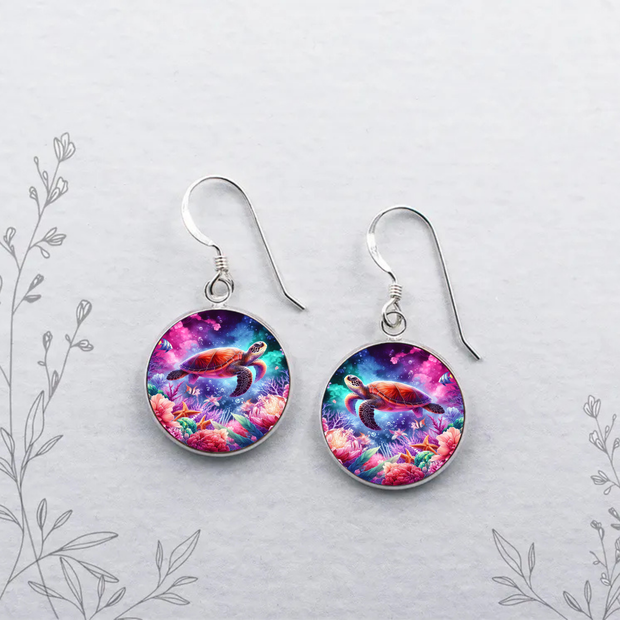 Sea Turtle Stud or Dangle Earrings — Choose Your Style & Design