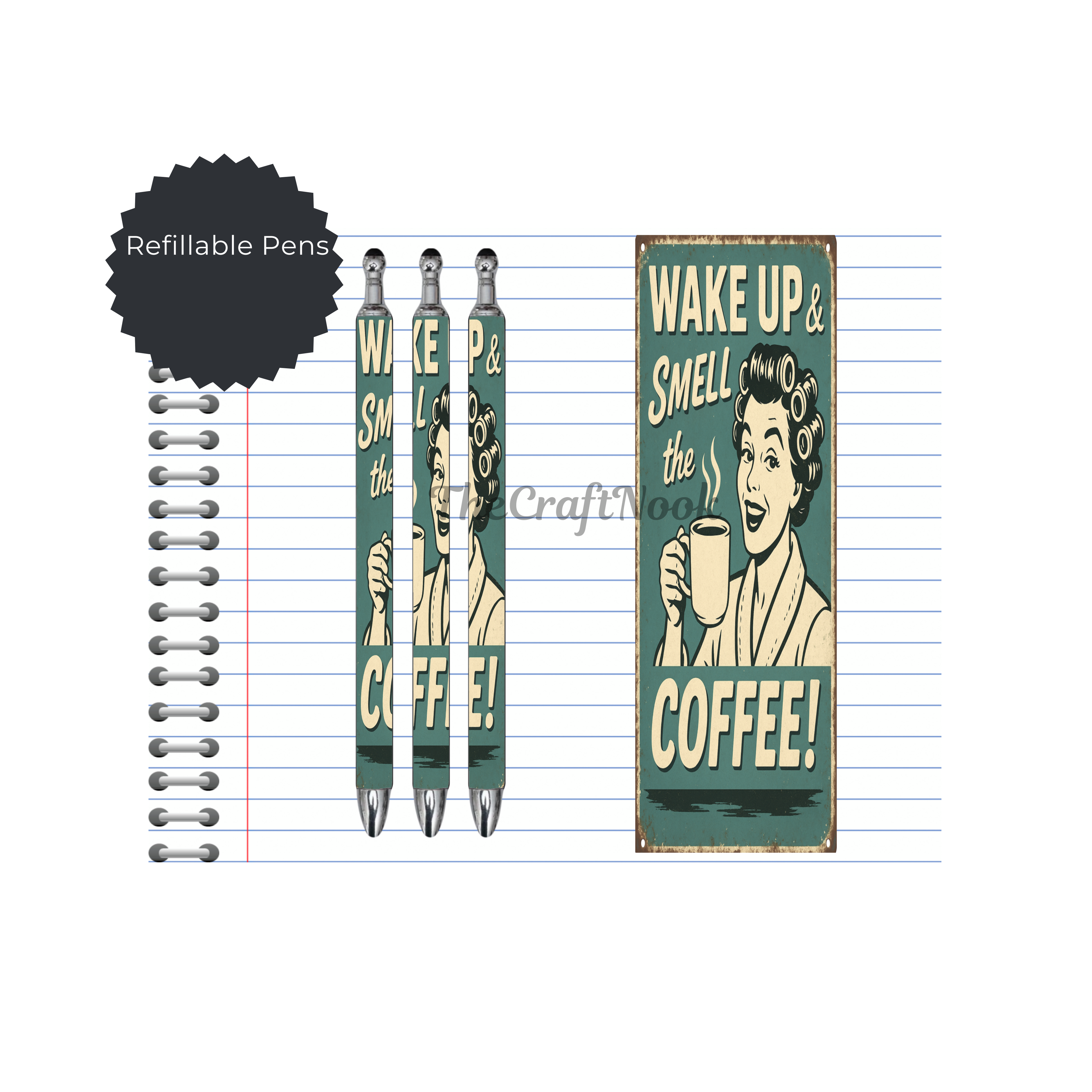 Caffeine & Creativity Refillable Pens, multiple options and Images available.