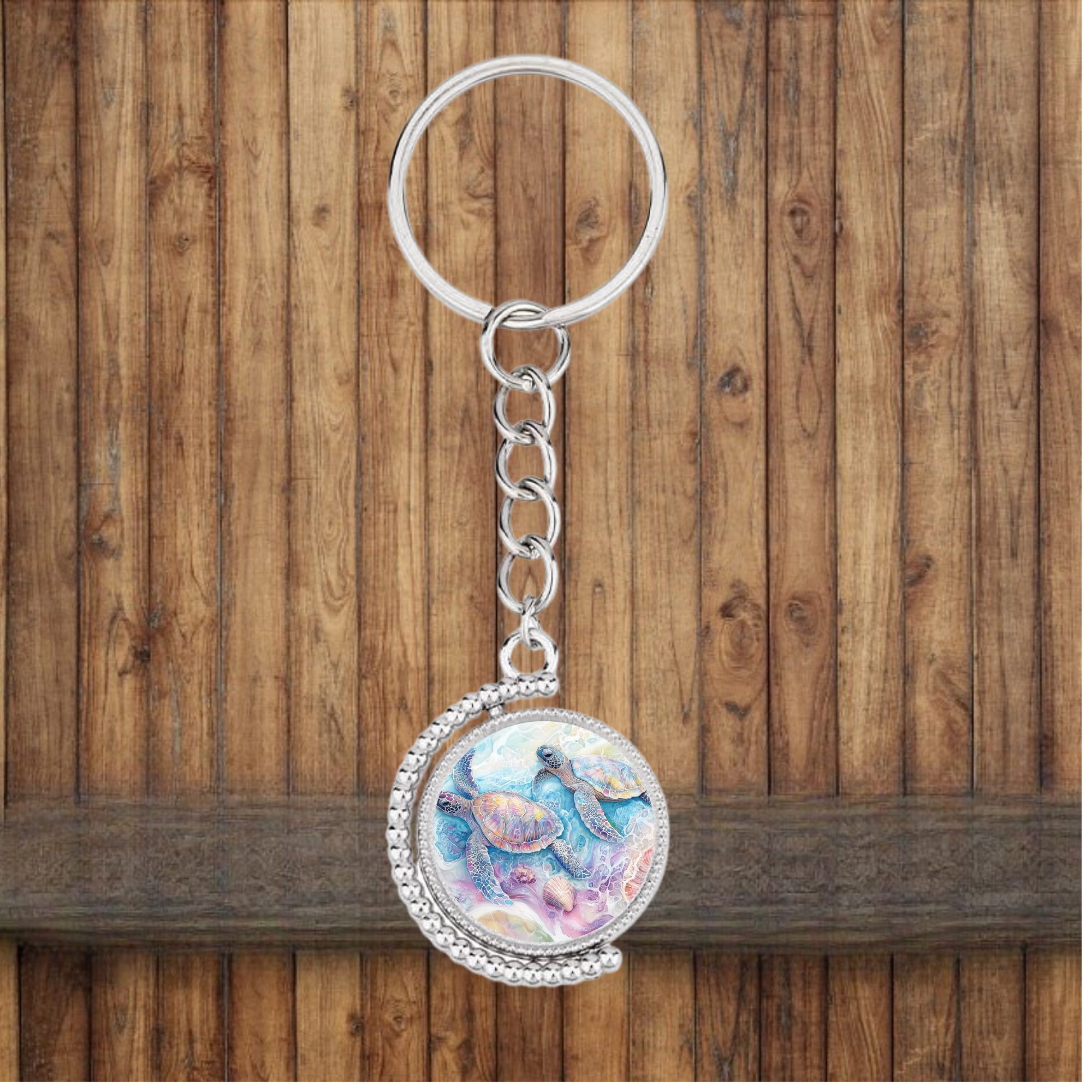 Sea Turtle Bezel Keychain — Choose Your Design