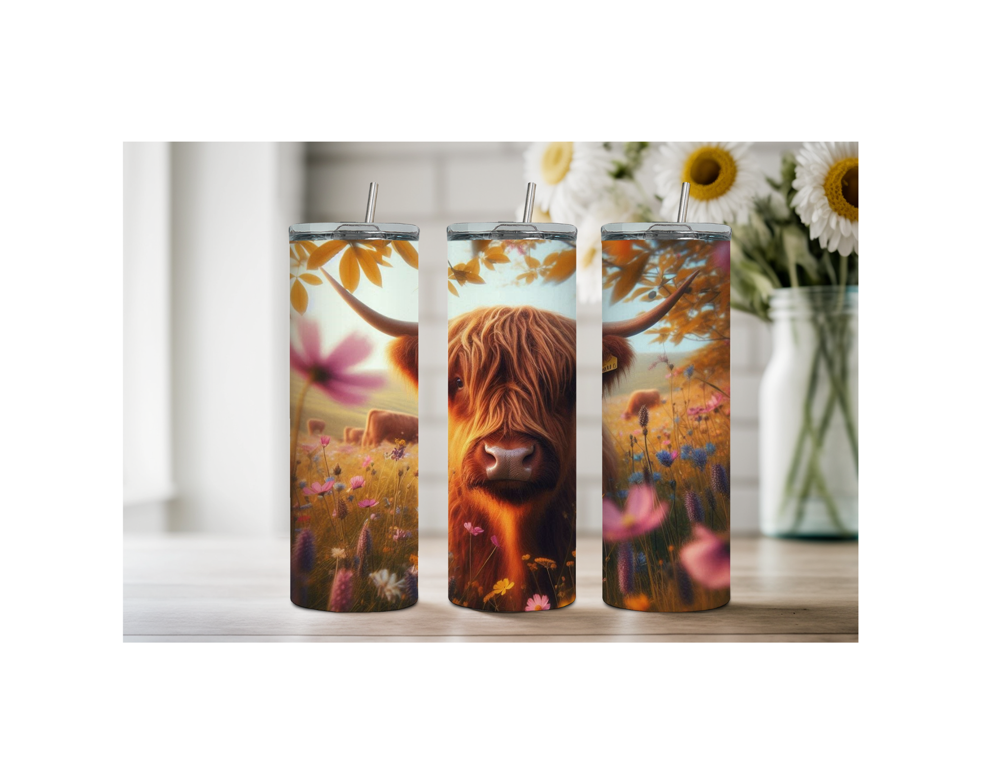 20 oz Highland Cutie Country Stainless Steel Tumbler. Multiple Images Available.