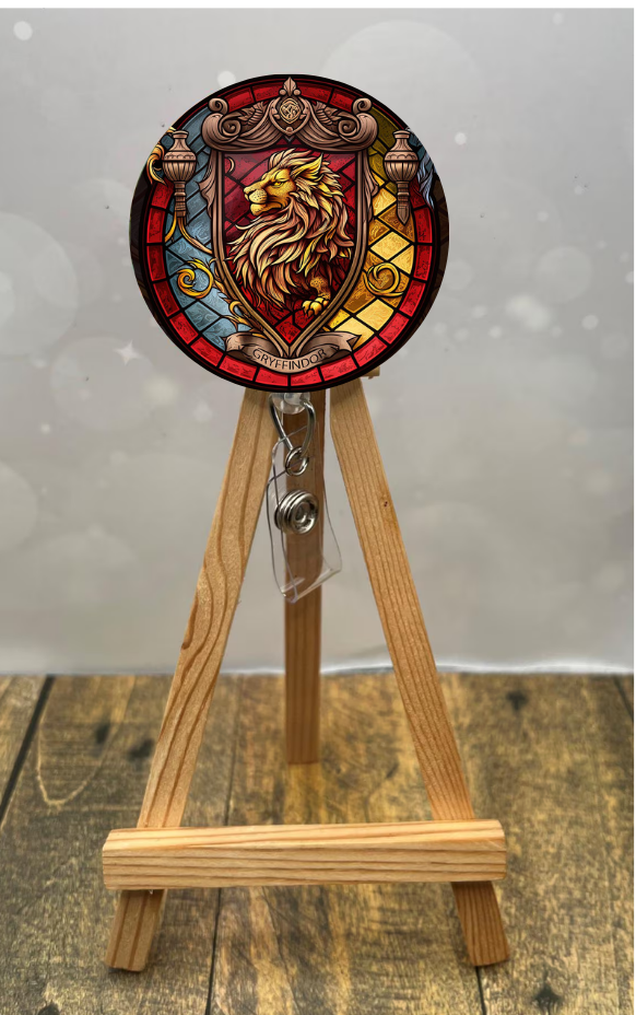 Lion House Pride badge pulls. Multiple Images available. Add beads or shimmer glitter options.