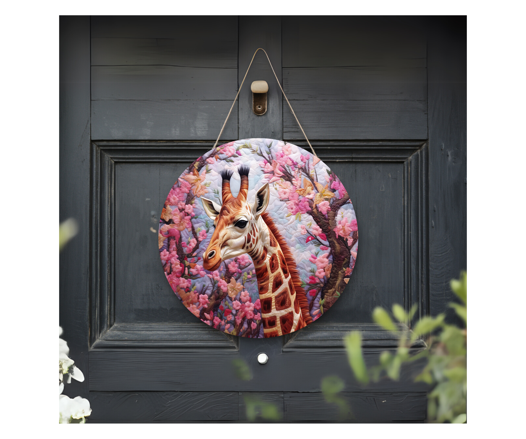 Good Vibes, Tall Smiles Giraffe Welcome Sign