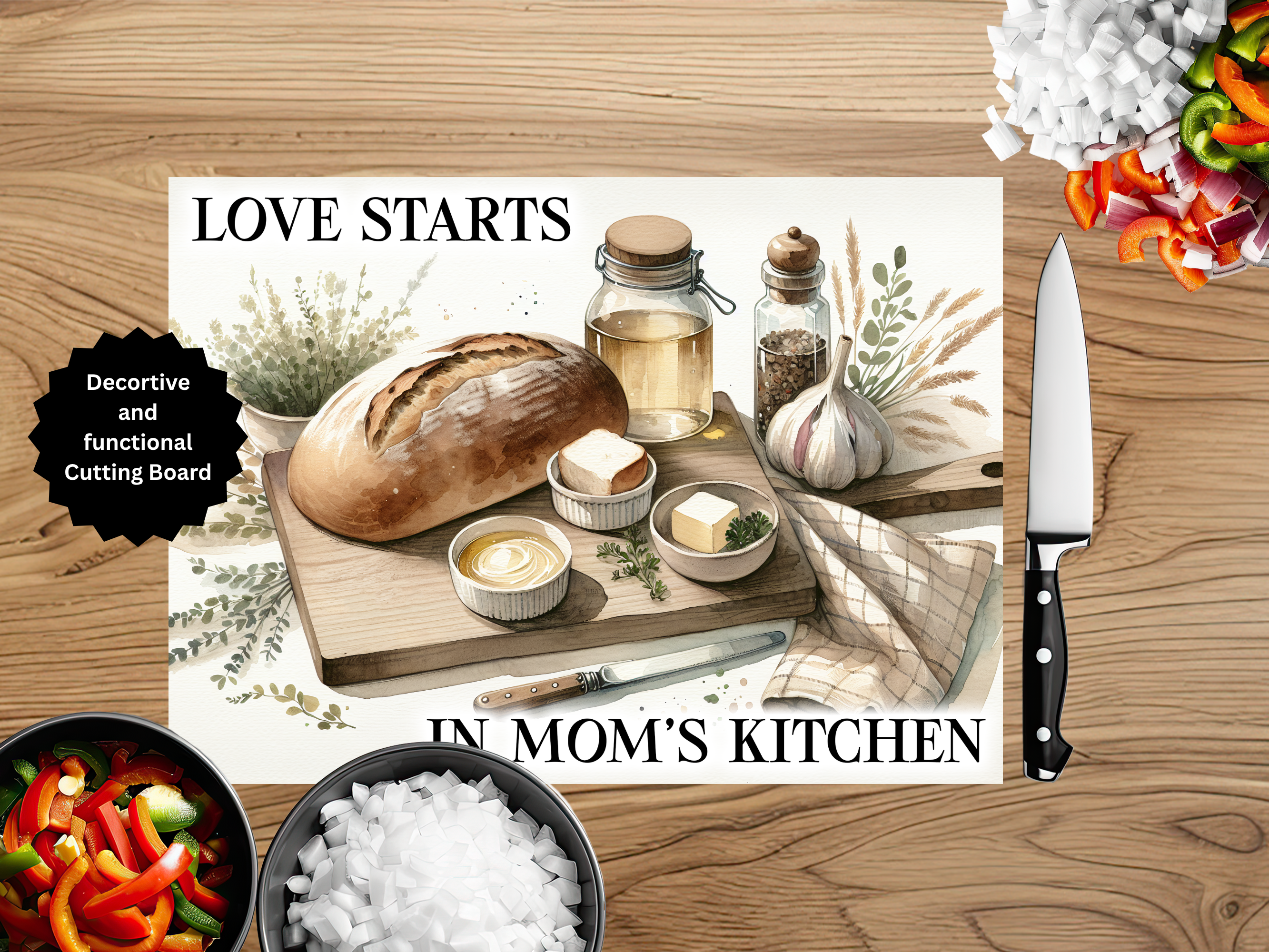 Mother's Day Glass Cutting Board — Choose Your Design