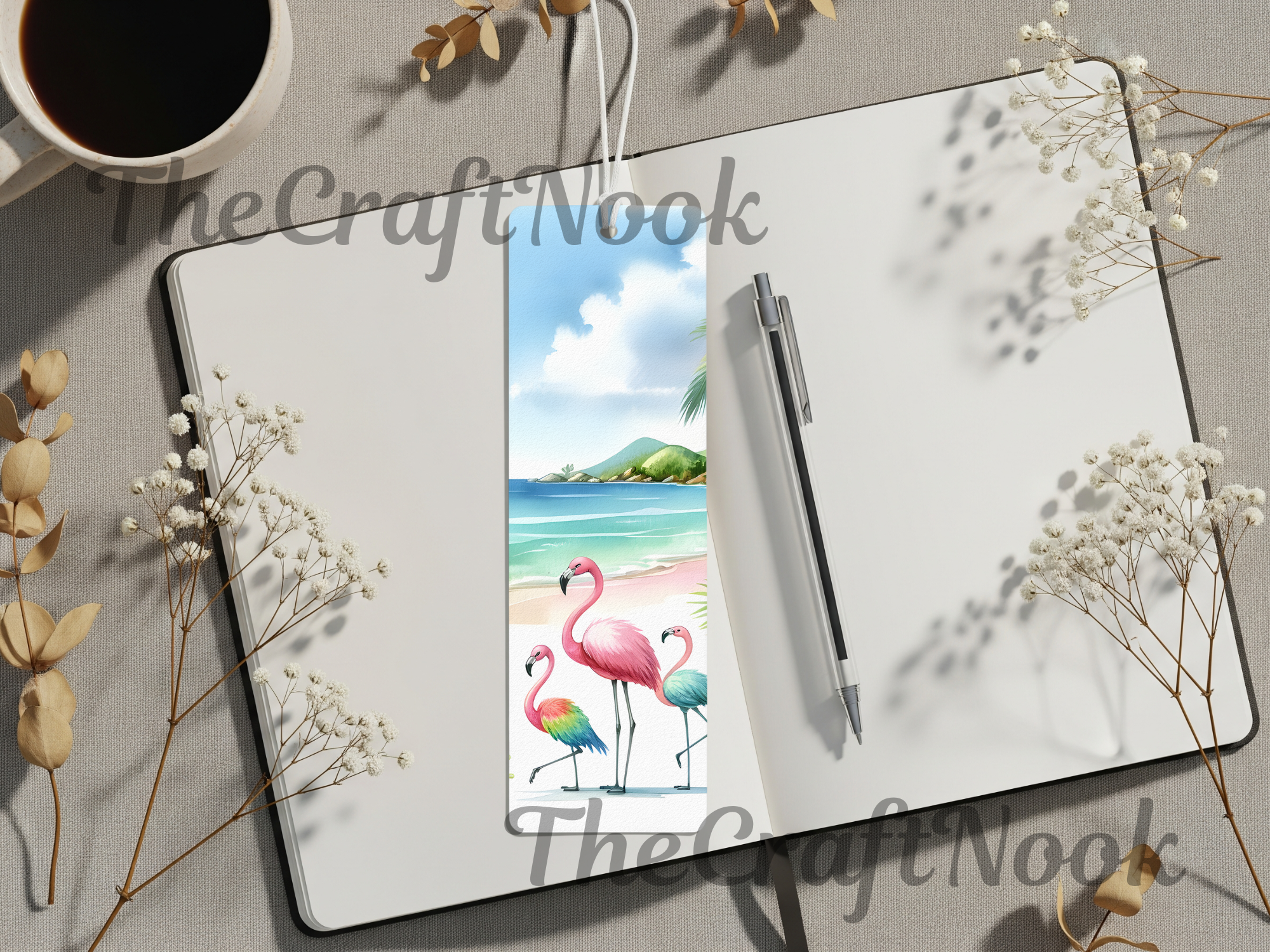 Tropical Whimsy Flamingo Aluminum Metal Bookmarks