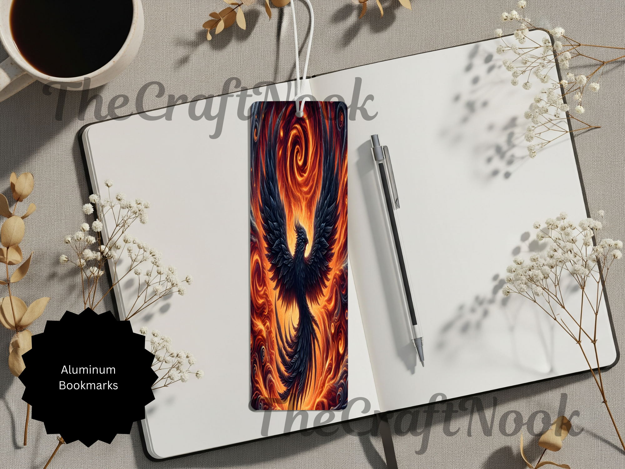 Phoenix Bookmarks - Handcrafted Metal Fire Bird Bookmarks with Beads & Glitter