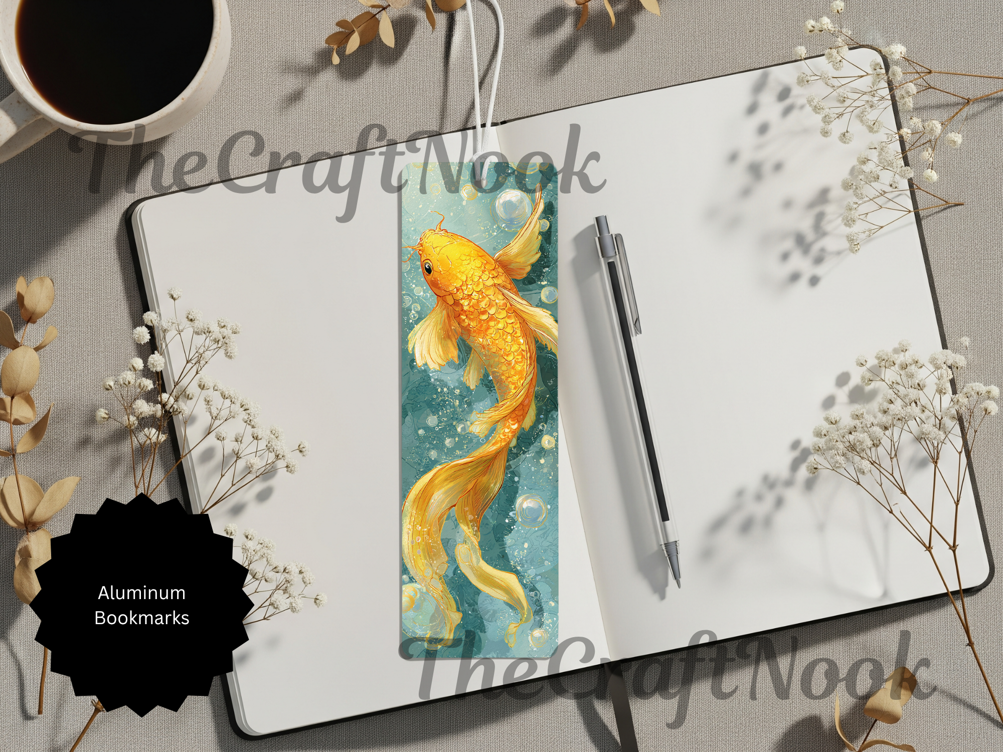 Koi Fish Bookmarks – Handcrafted Metal Bookmarks with Beads & Glitter
