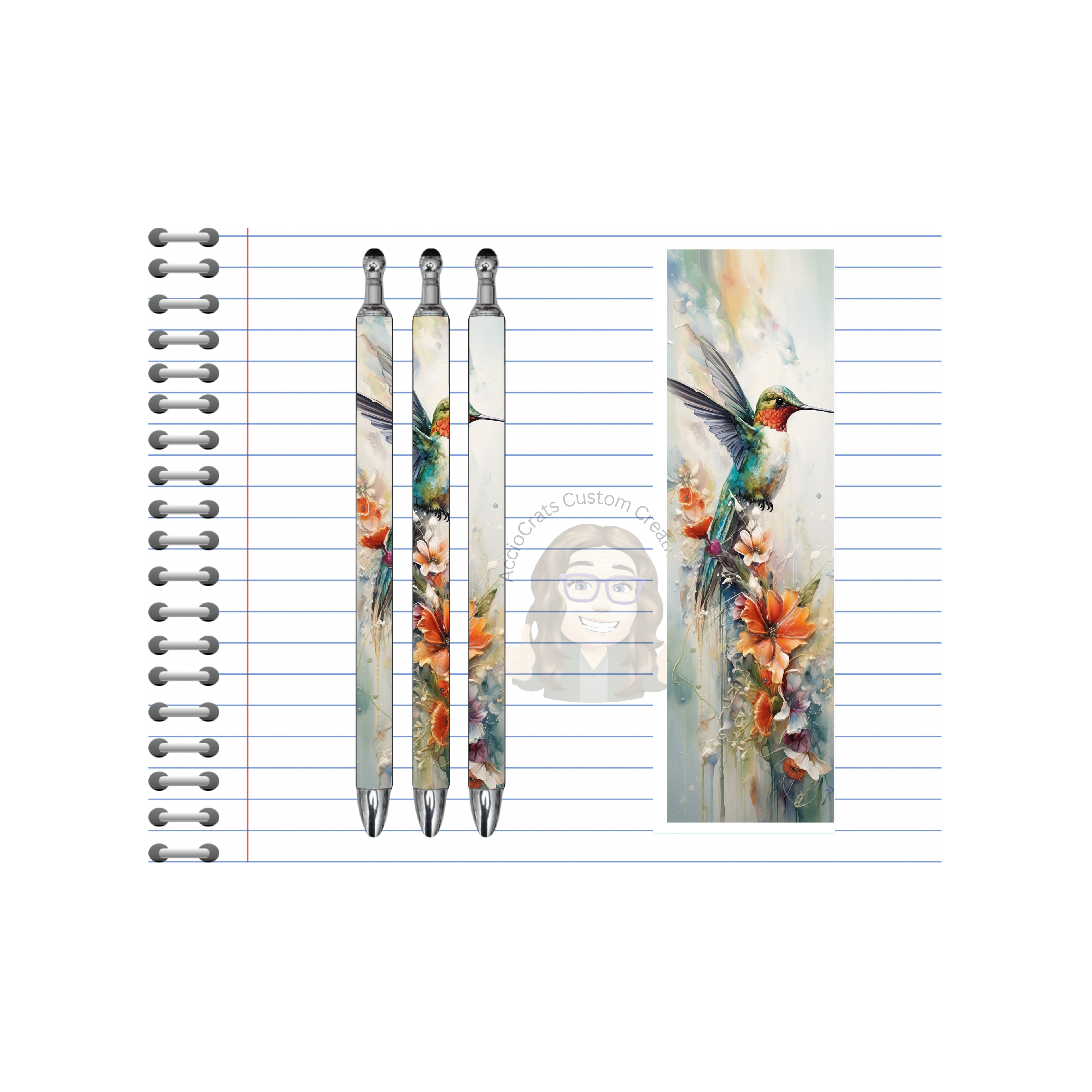 Refillable Pens, Hummingbird Images. Let your writing bloom. 🌸✨multiple options and Images available