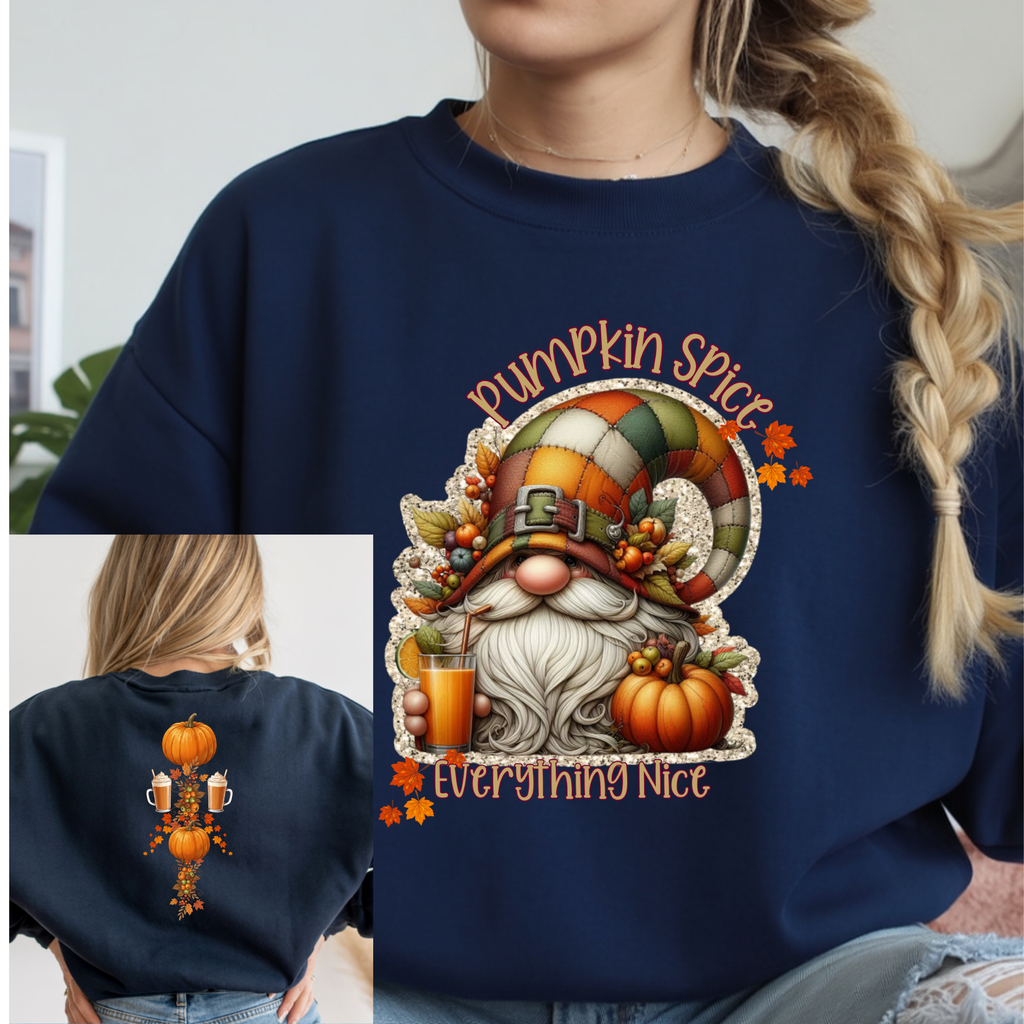 Pumpkin Spice Gnome Double Sided Sweatshirt