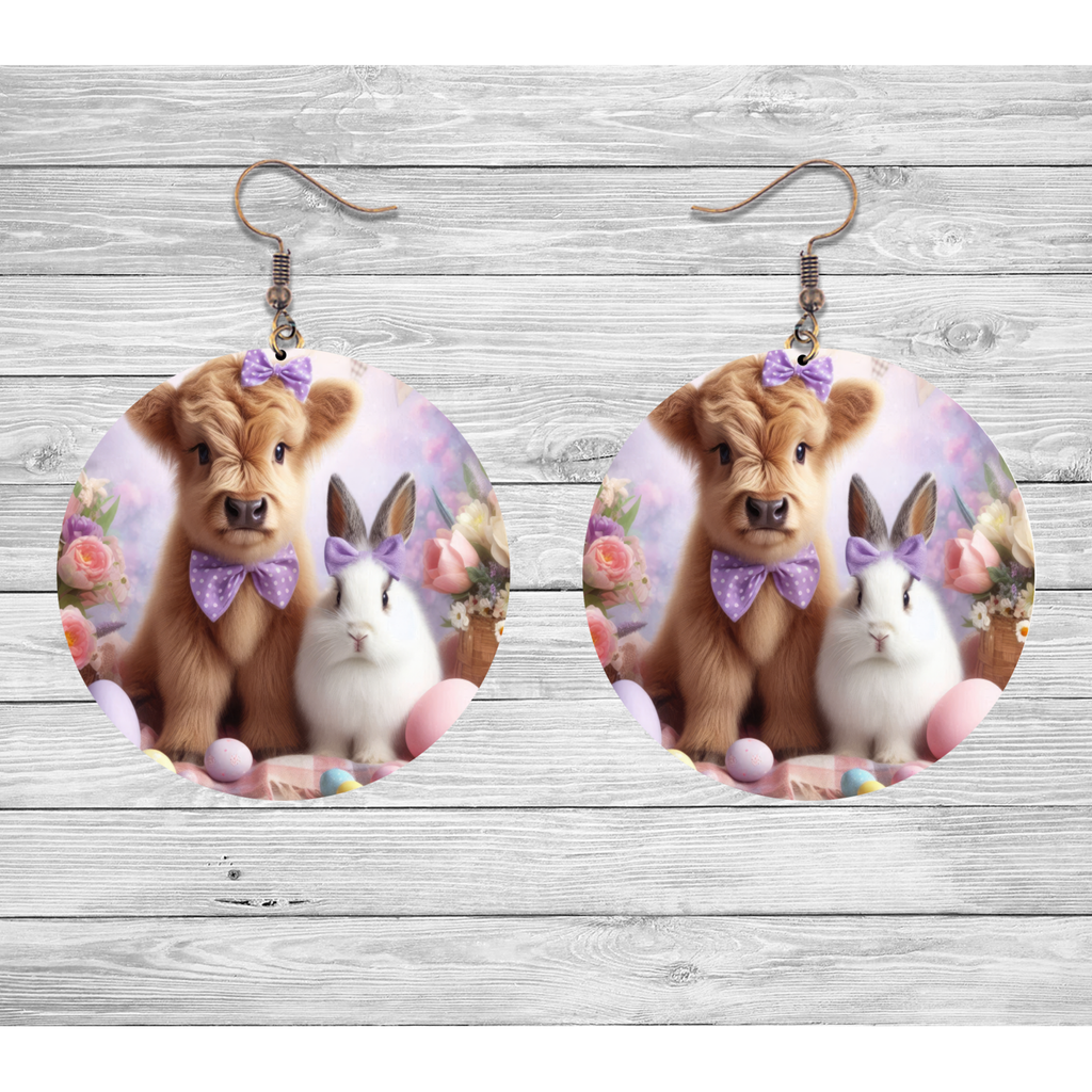Cute Cow & Bunny Easter Earrings