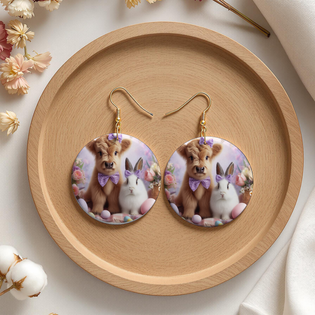 Cute Cow & Bunny Easter Earrings