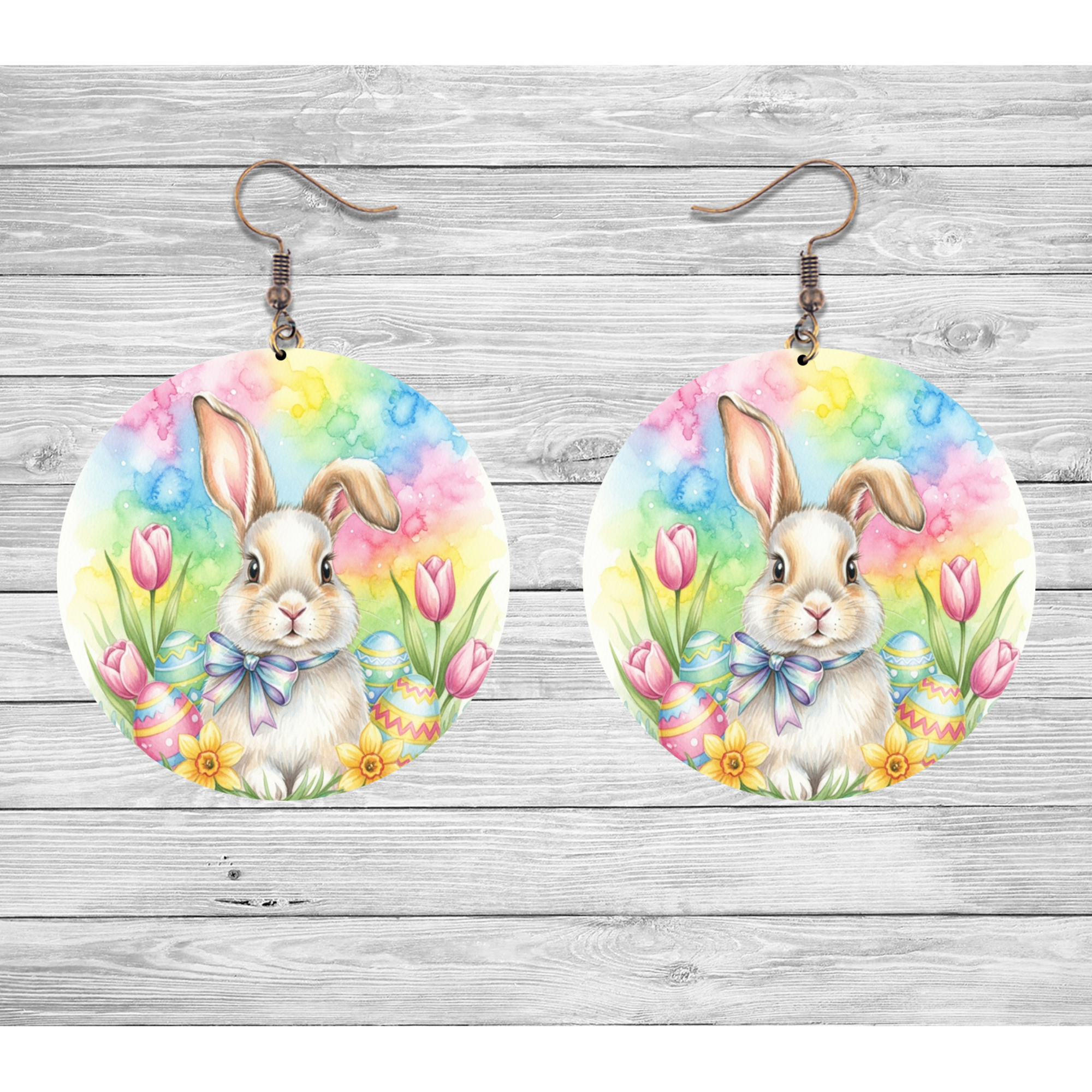 Pastel Bunny Garden Easter Earrings